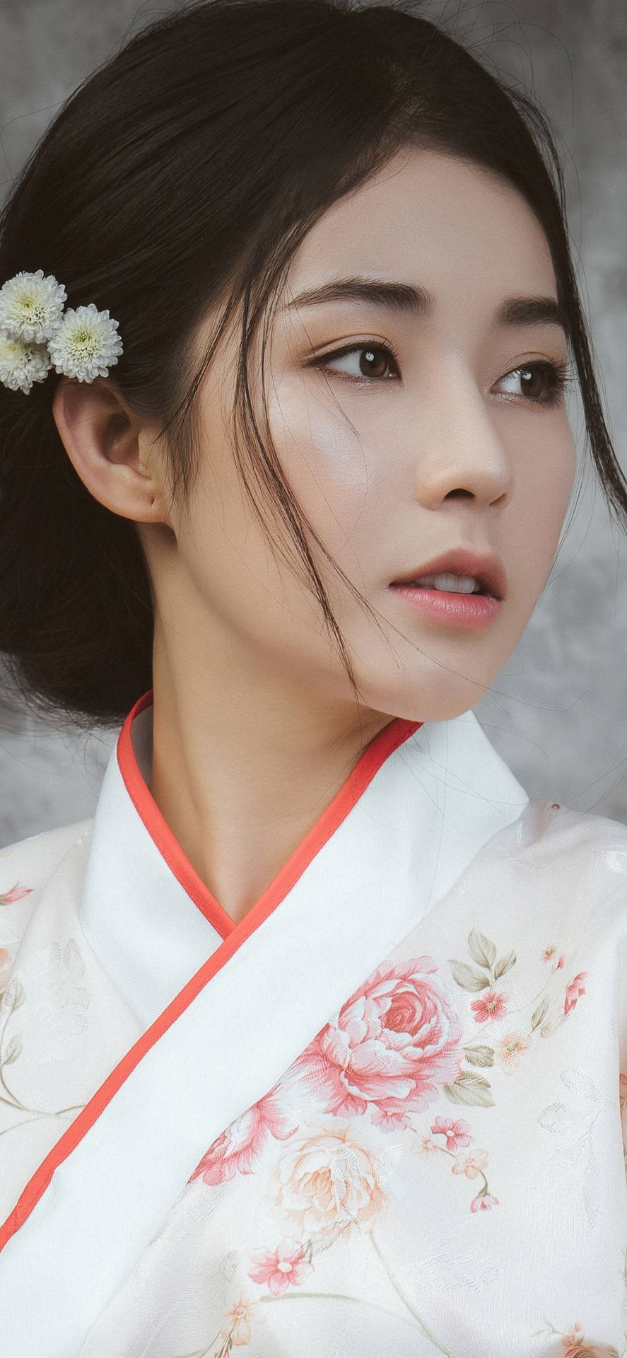 Tokyo Japan Jente i Hvit Kimono