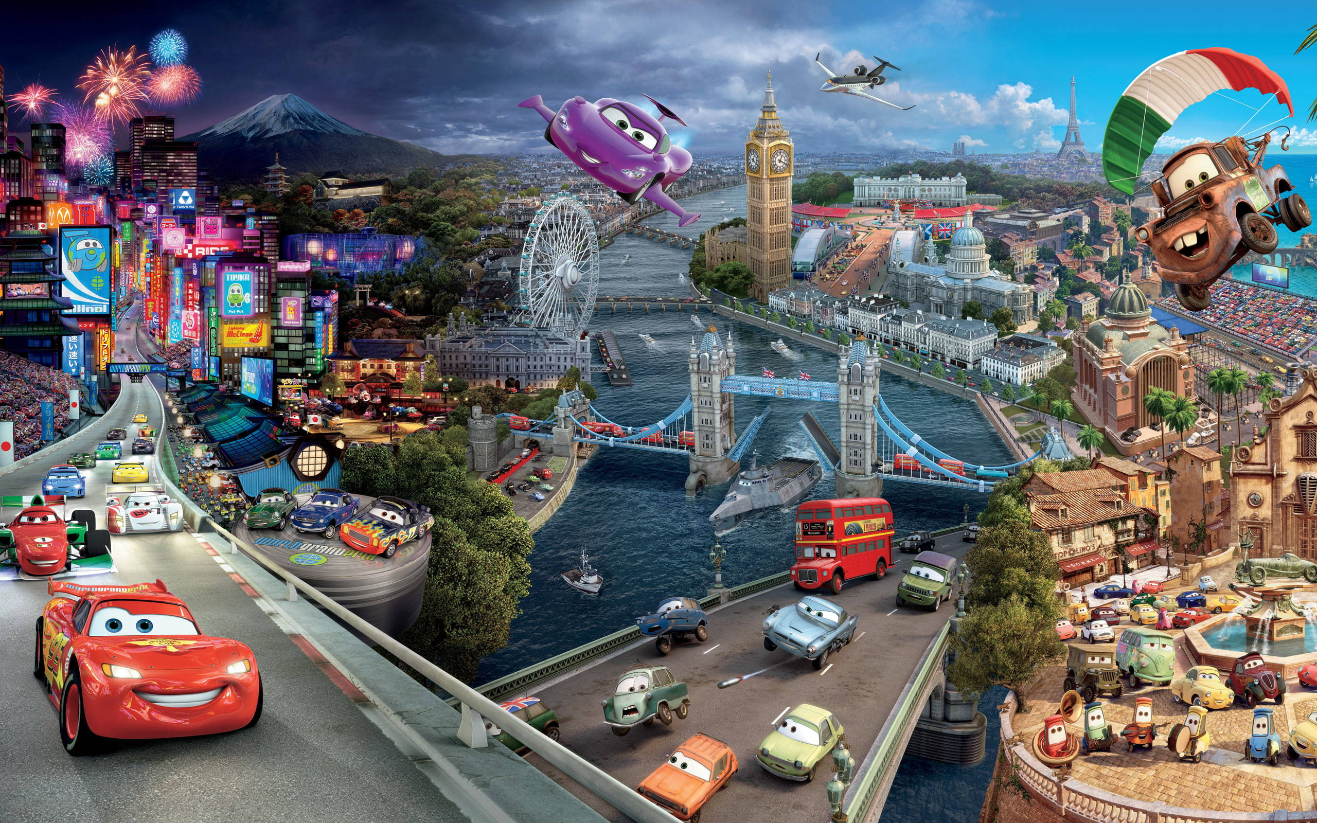 Tokyo London Paris Porto Corsa Cars 2 Bakgrunner