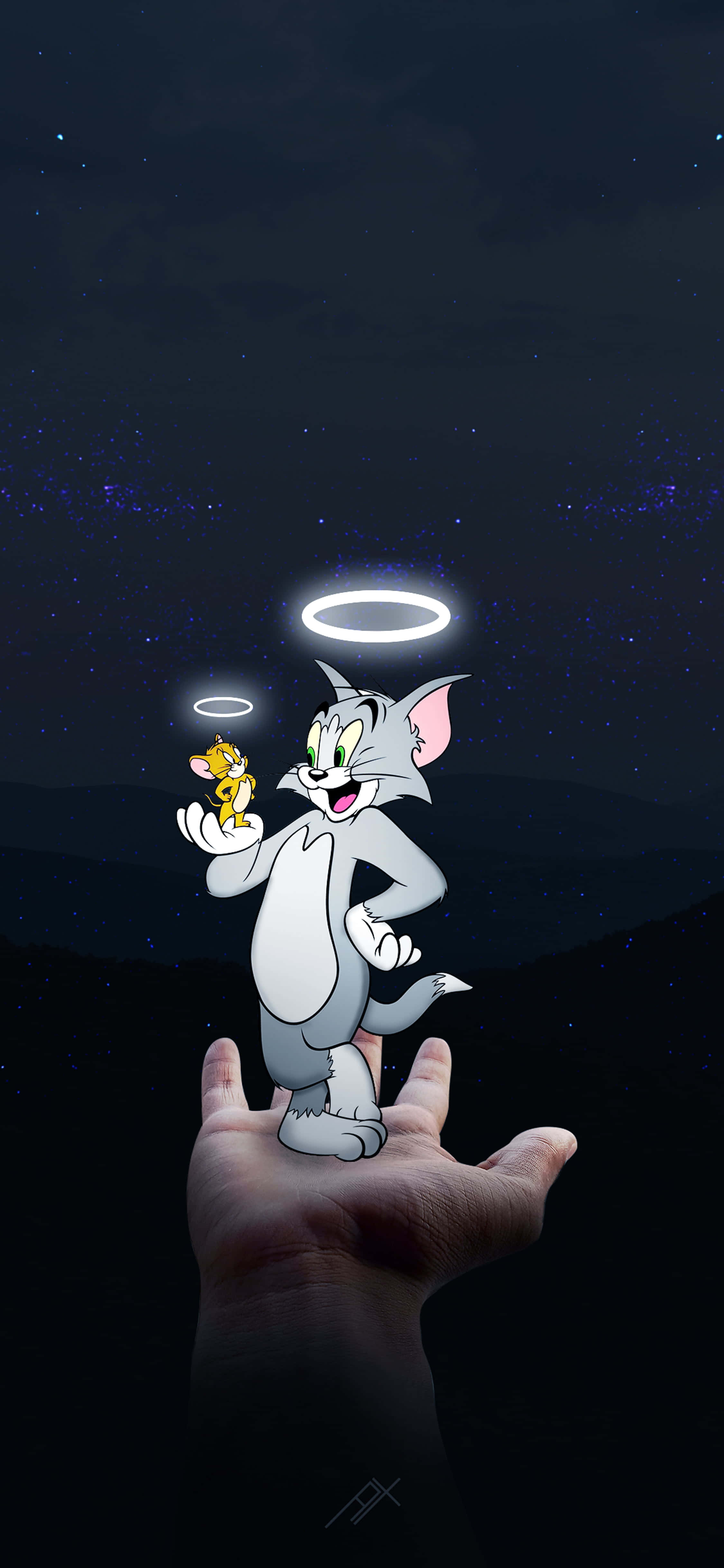 Tom og Jerry med glorier tegneseriebakgrunn Bakgrunner