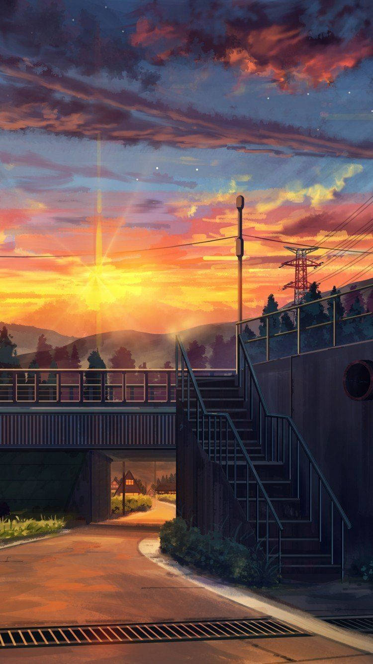 Tom vei bro anime estetisk solnedgang Bakgrunner