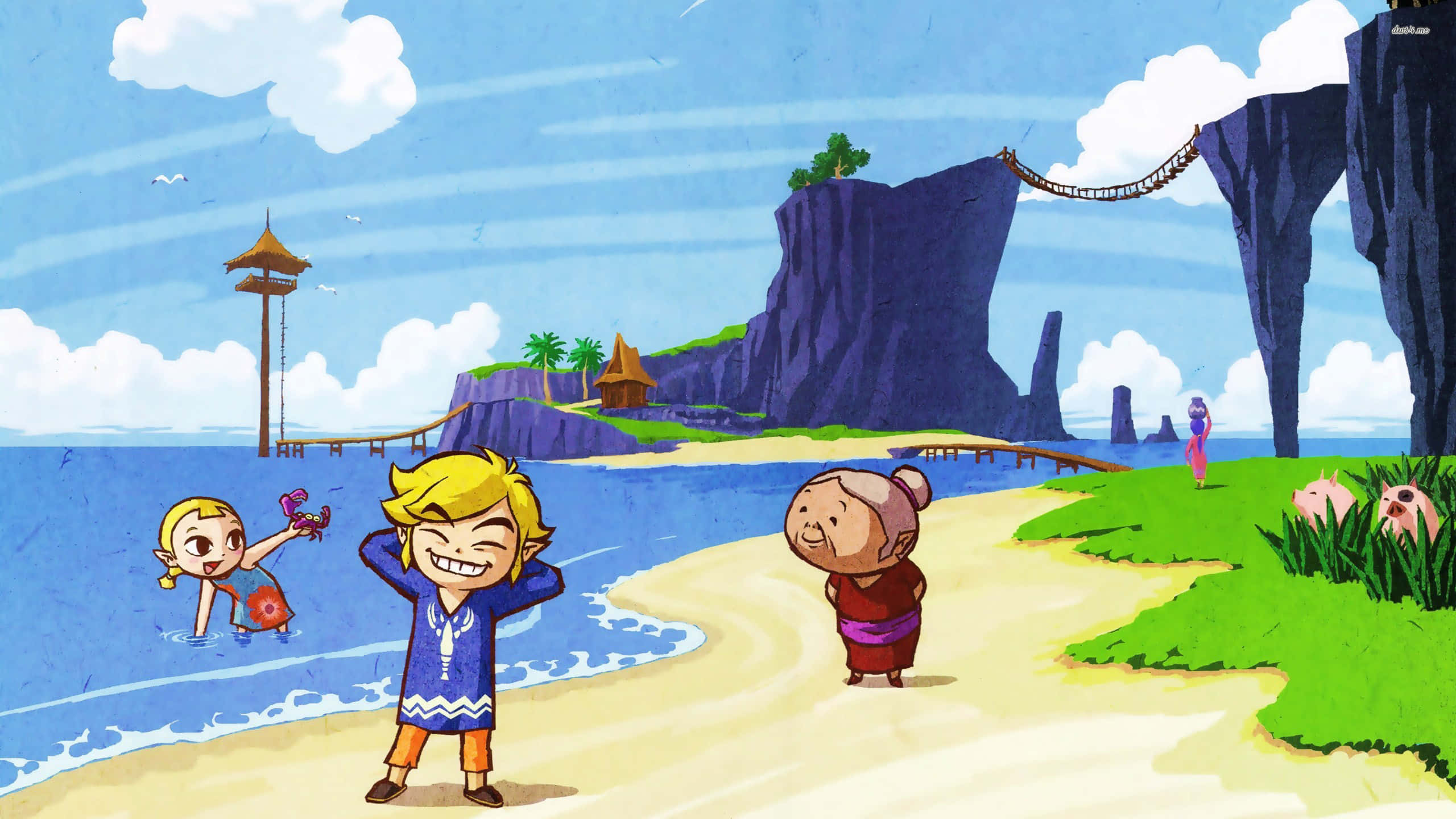 Toon Link på stranden Bakgrunner