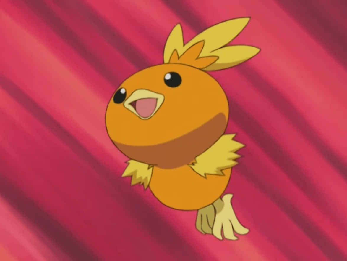 Torchic som hopper med rød bakgrunn Bakgrunner