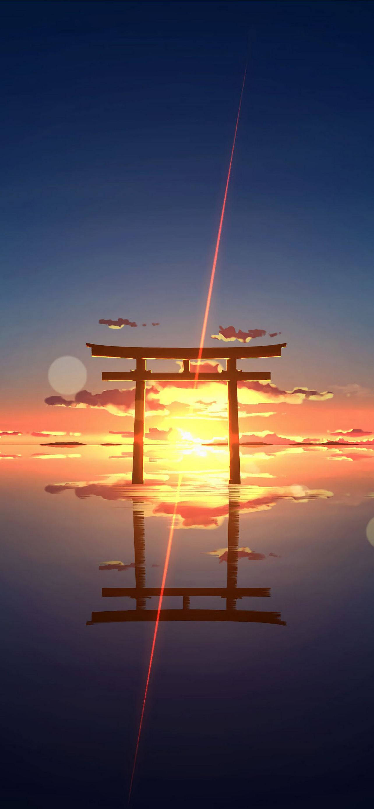 Torii Port Solnedgang Horisont Bakgrunner