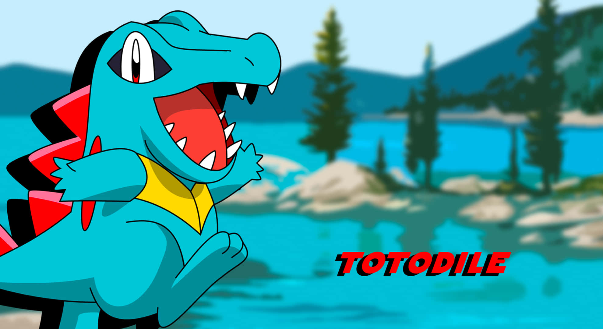 Totodile i elvebakgrunn Bakgrunner