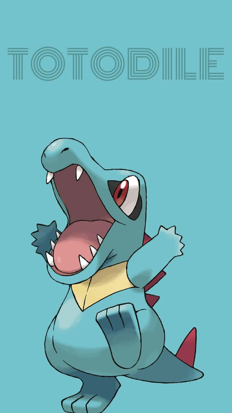 Totodile med navn på blå bakgrunn Bakgrunner