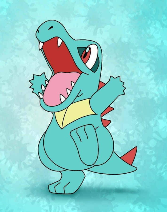 Totodile mot blå abstrakt bakgrunn Bakgrunner