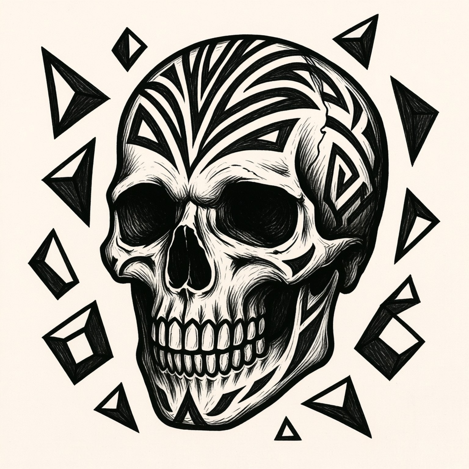 Tribal Skull Tøff Tegning Bakgrunner