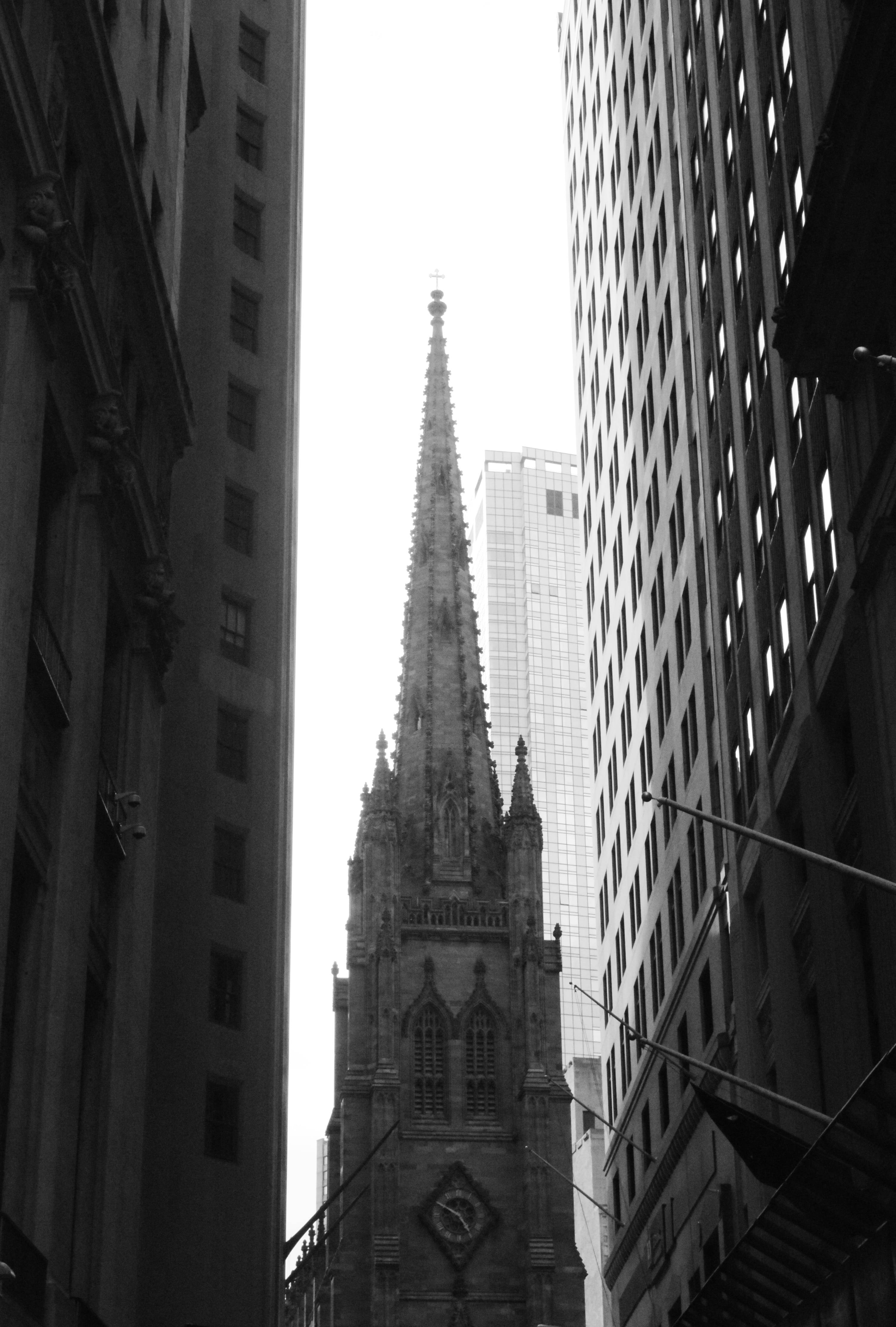 Trinity Church New York Svart Hvitt Bakgrunner