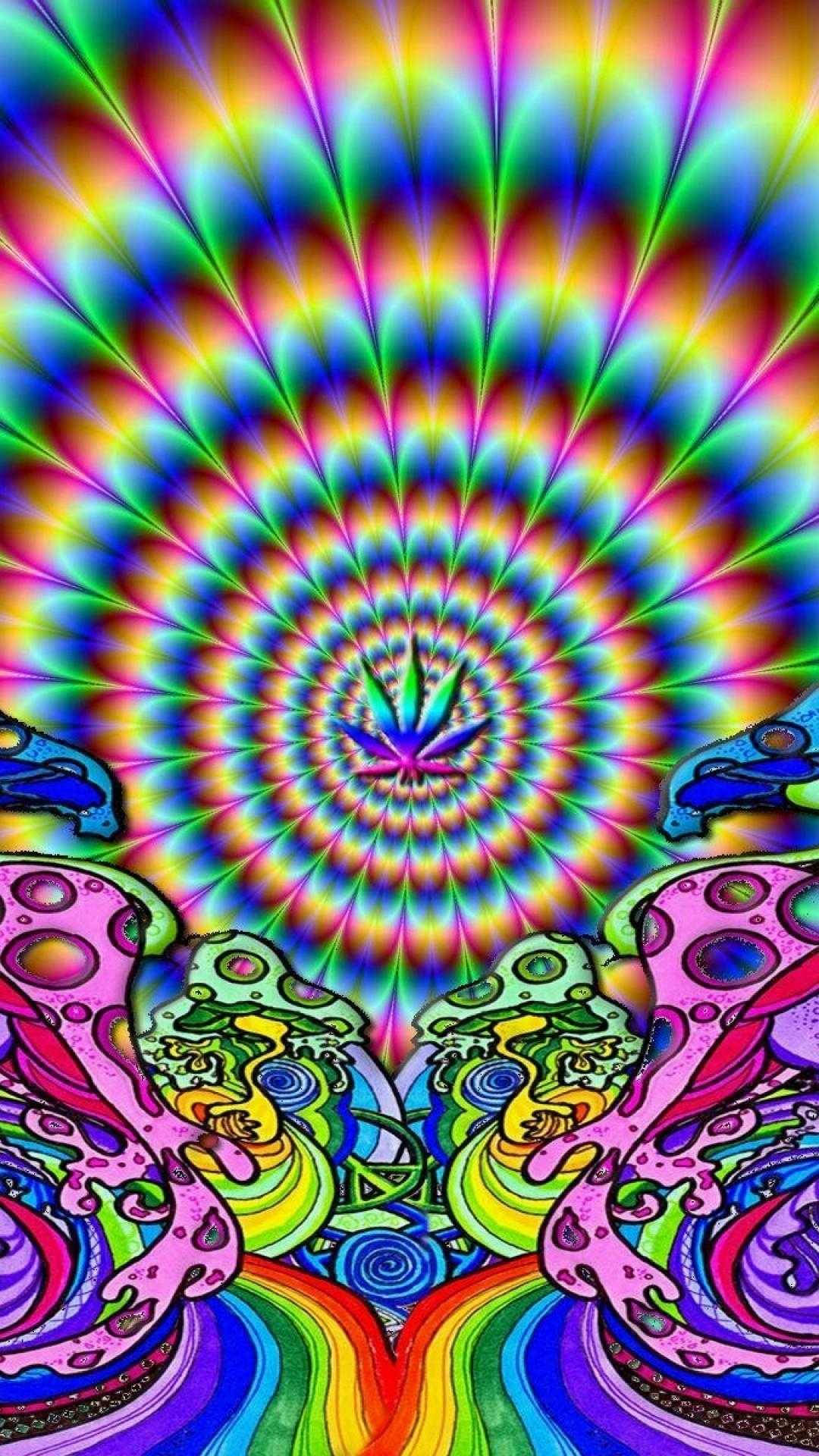 Trippy cannabis-kaleidoskop-estetikk Bakgrunner