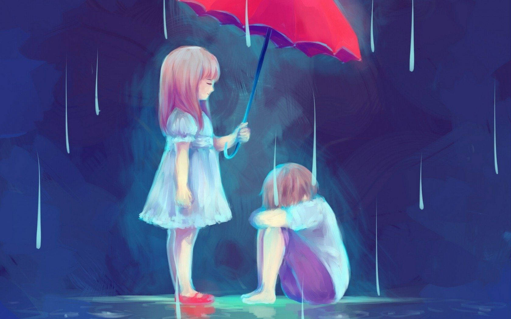 Trist anime-par estetisk Bakgrunner