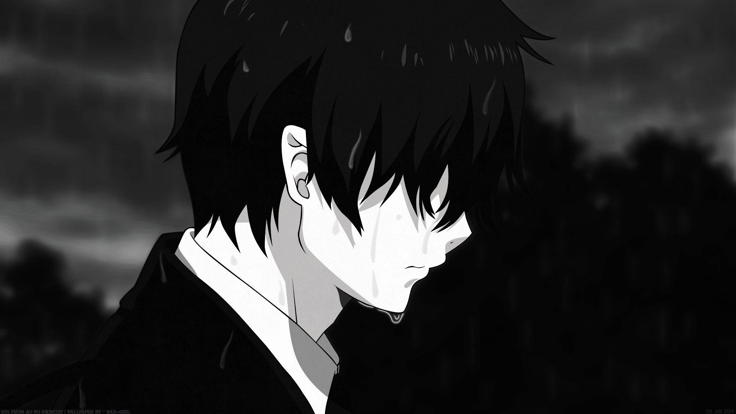 Trist anime svart-hvitt estetikk Bakgrunner
