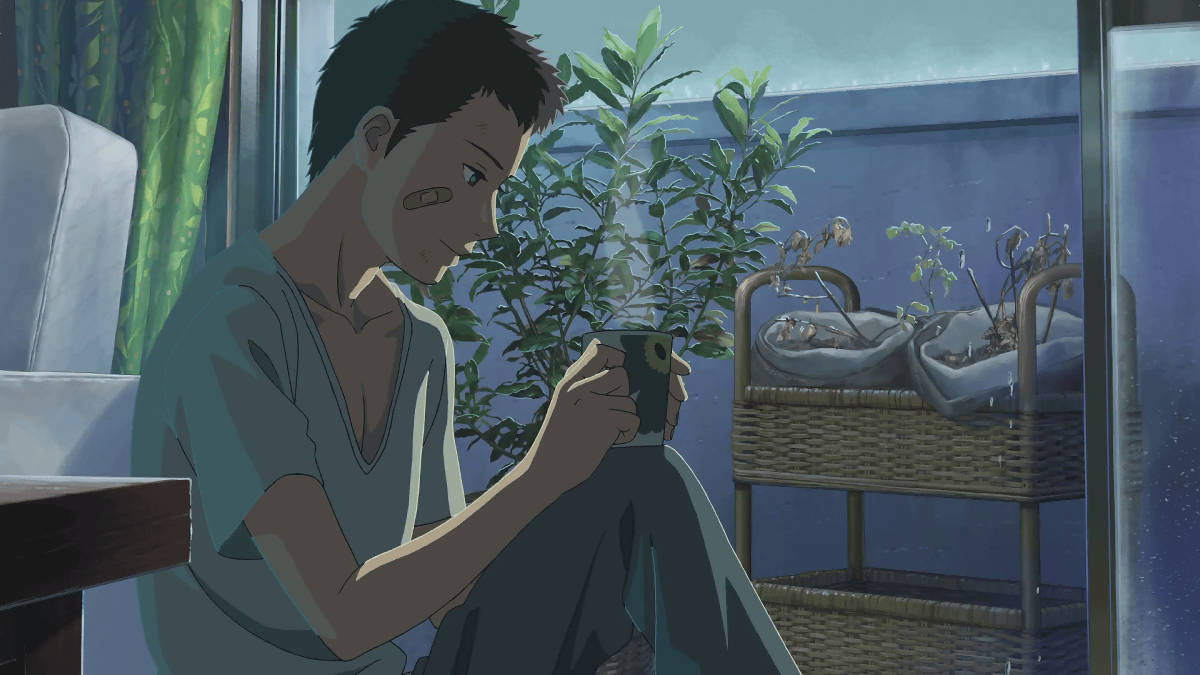 Trist animegutt i hjørnet estetisk Bakgrunner