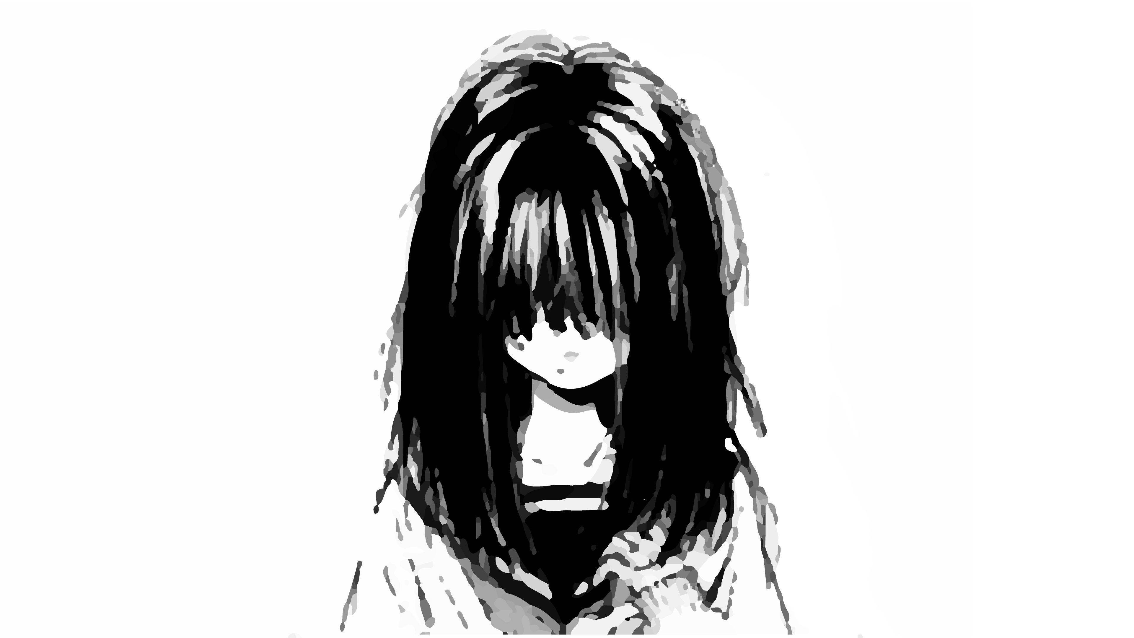 Trist animejente i svart-hvitt uniform Bakgrunner