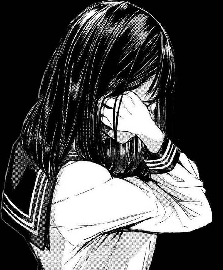 Trist animejente i svart-hvitt uniform Bakgrunner