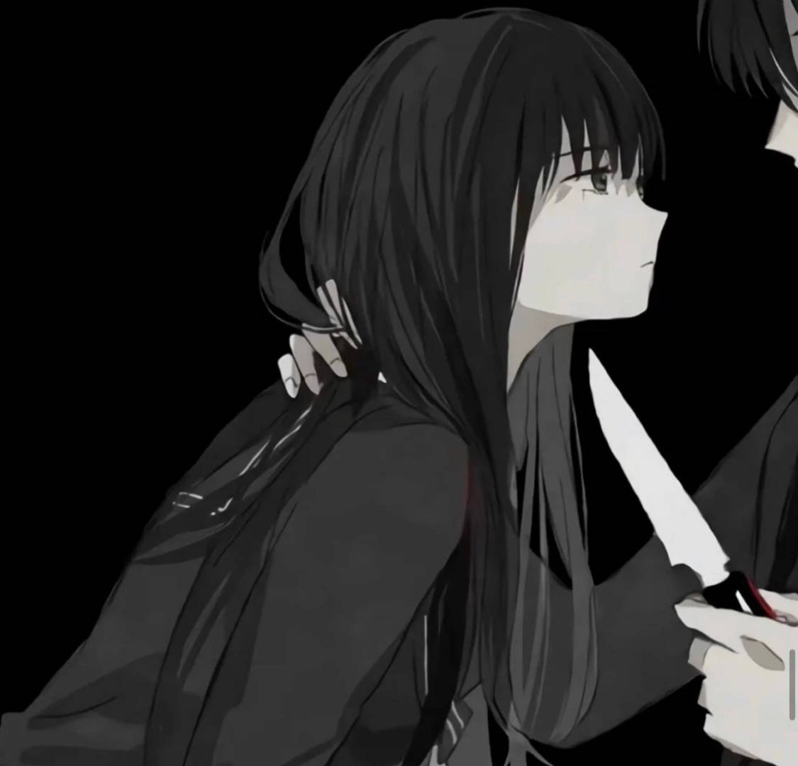 Trist Jente Edgy Anime Profilbilde Bakgrunner
