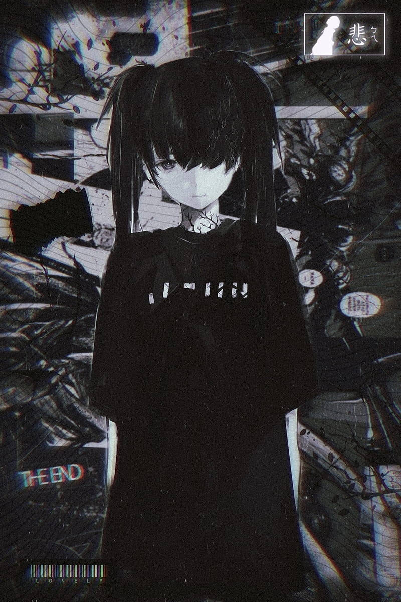 Trist og edgy anime-profilbilde av jente Bakgrunner