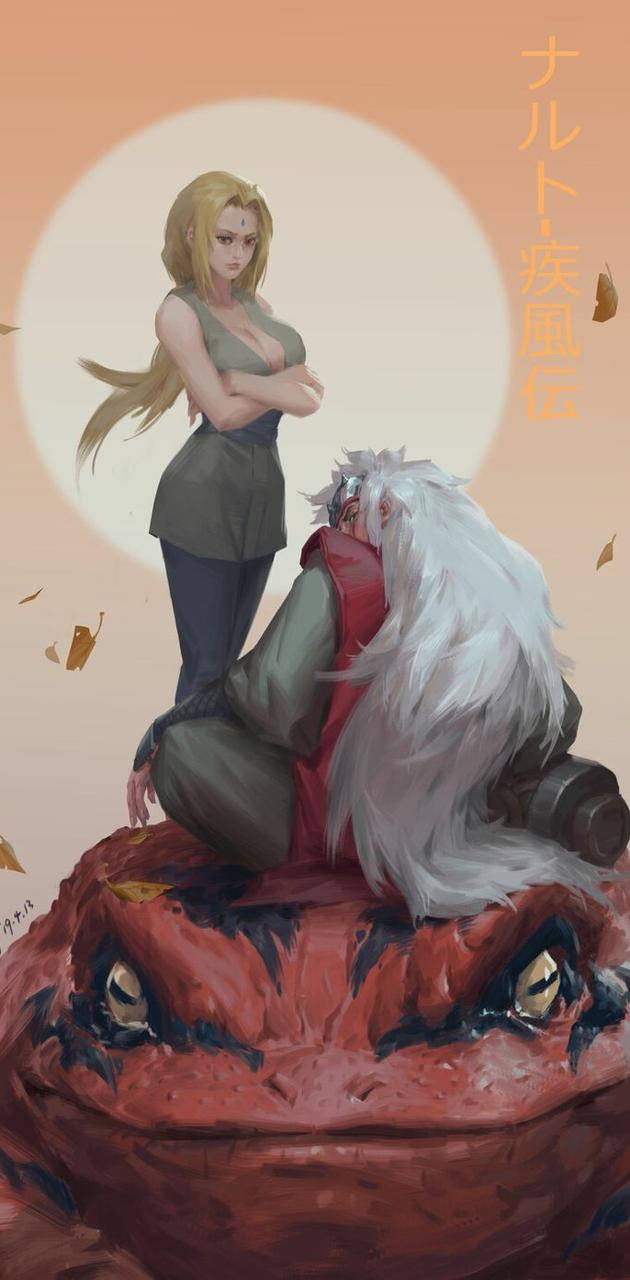 Tsunade, Jiraiya og Gamabunta — Naruto telefon GIF Bakgrunner