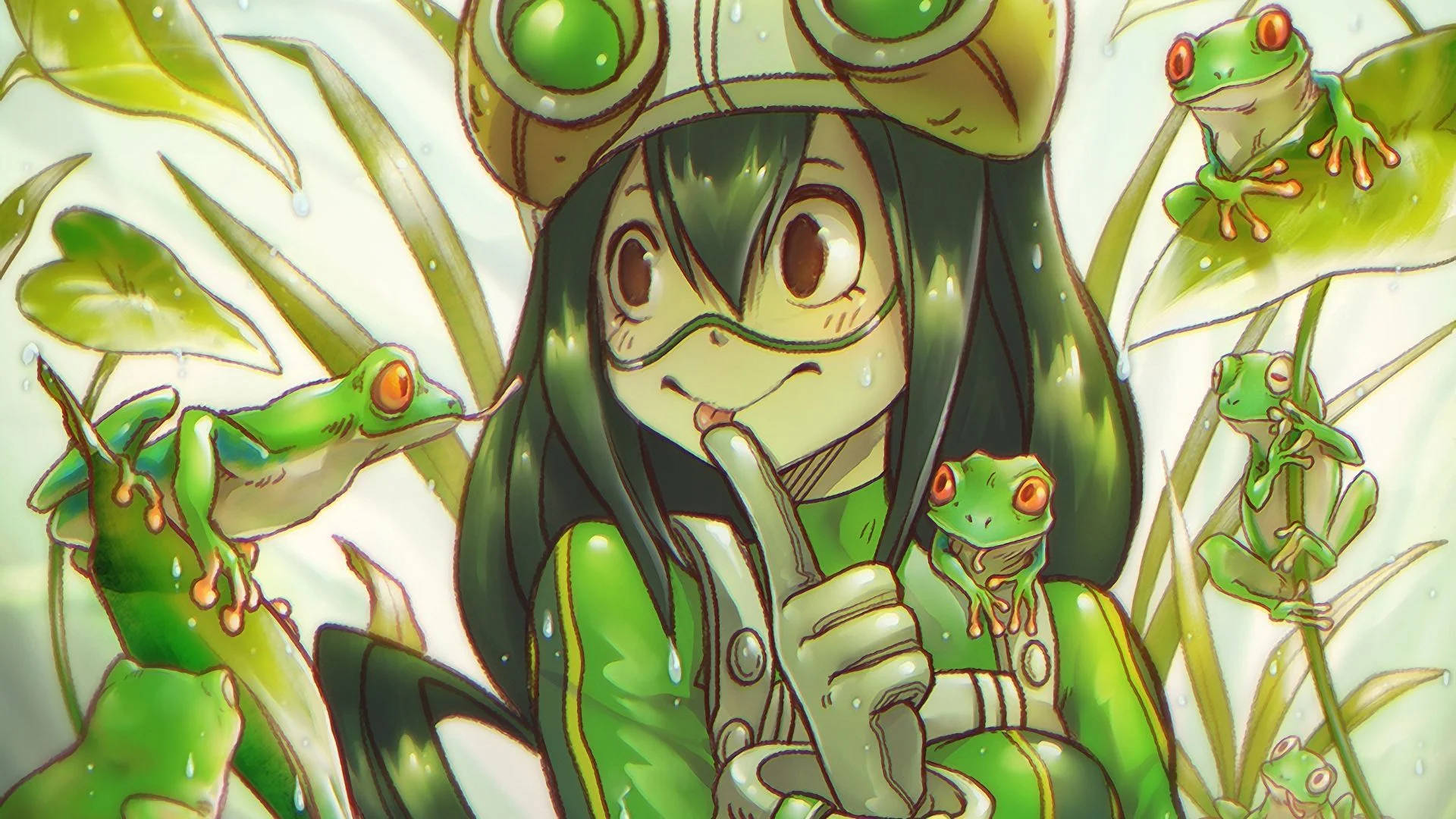Tsuyu Asui med kawaii-frosker Bakgrunner