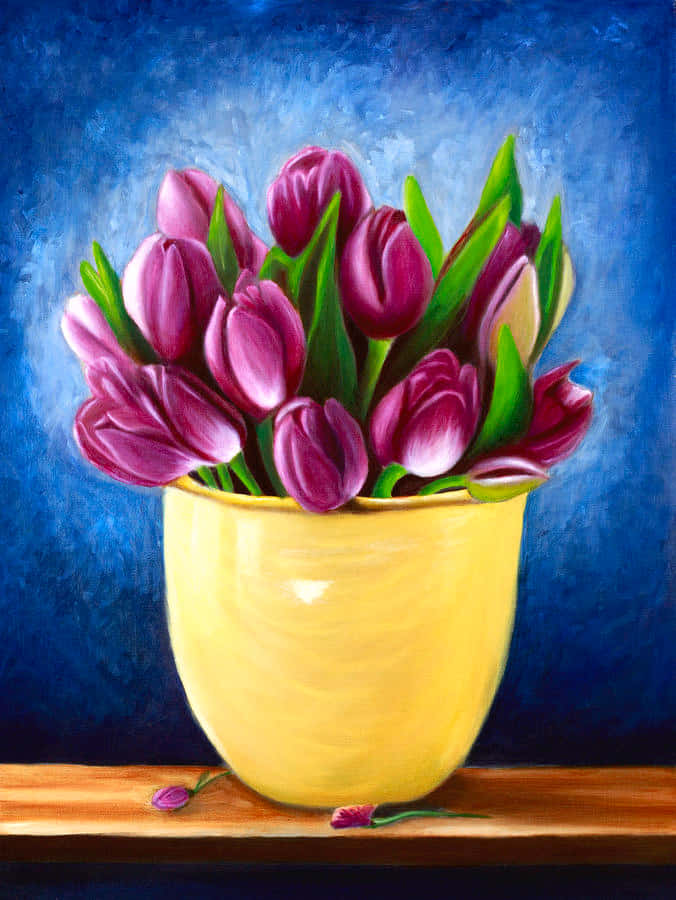 Tulipanblomst i vase maleri bilde Bakgrunner