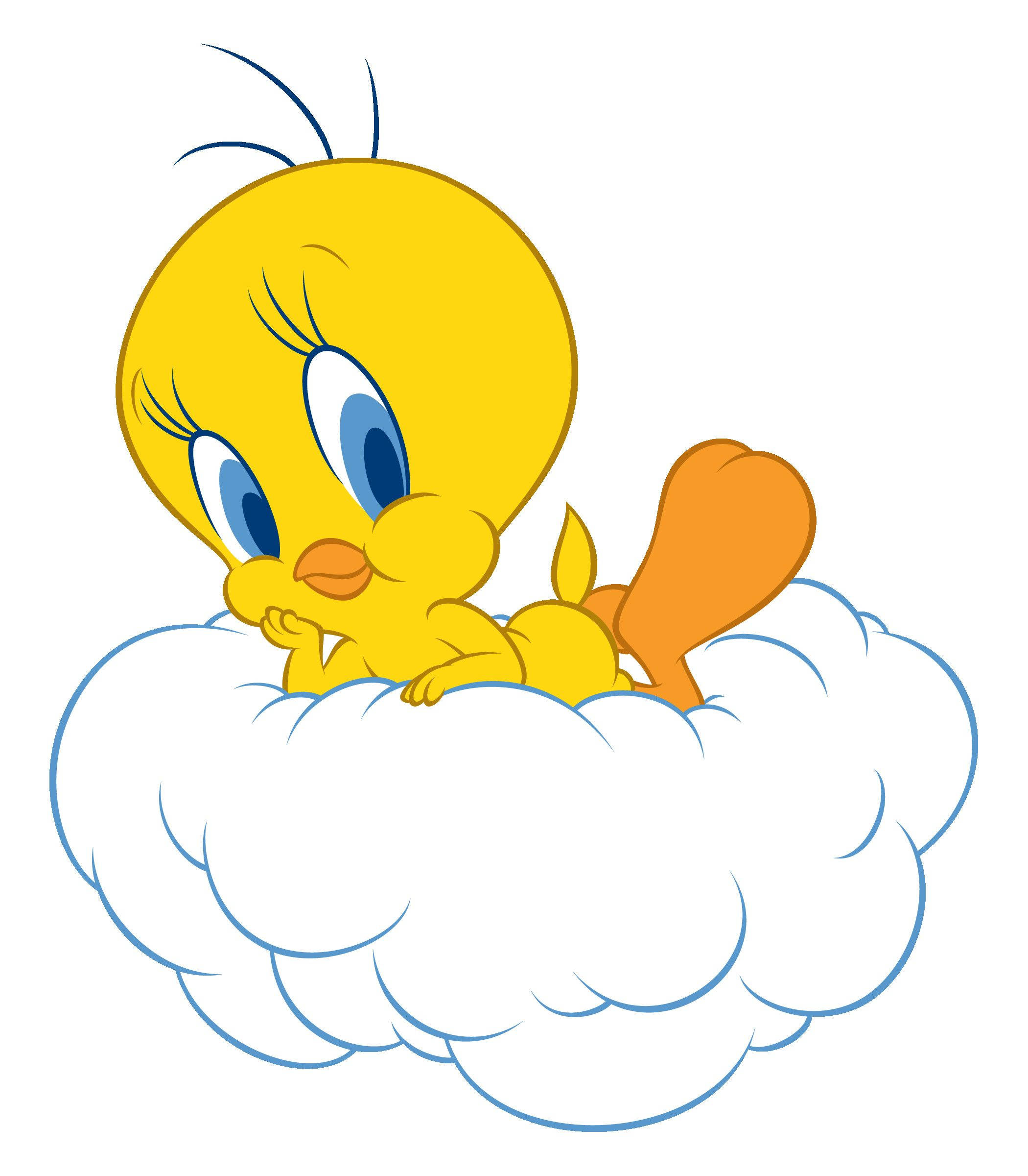 Tweety Posing På Hvit Sky Bakgrunner