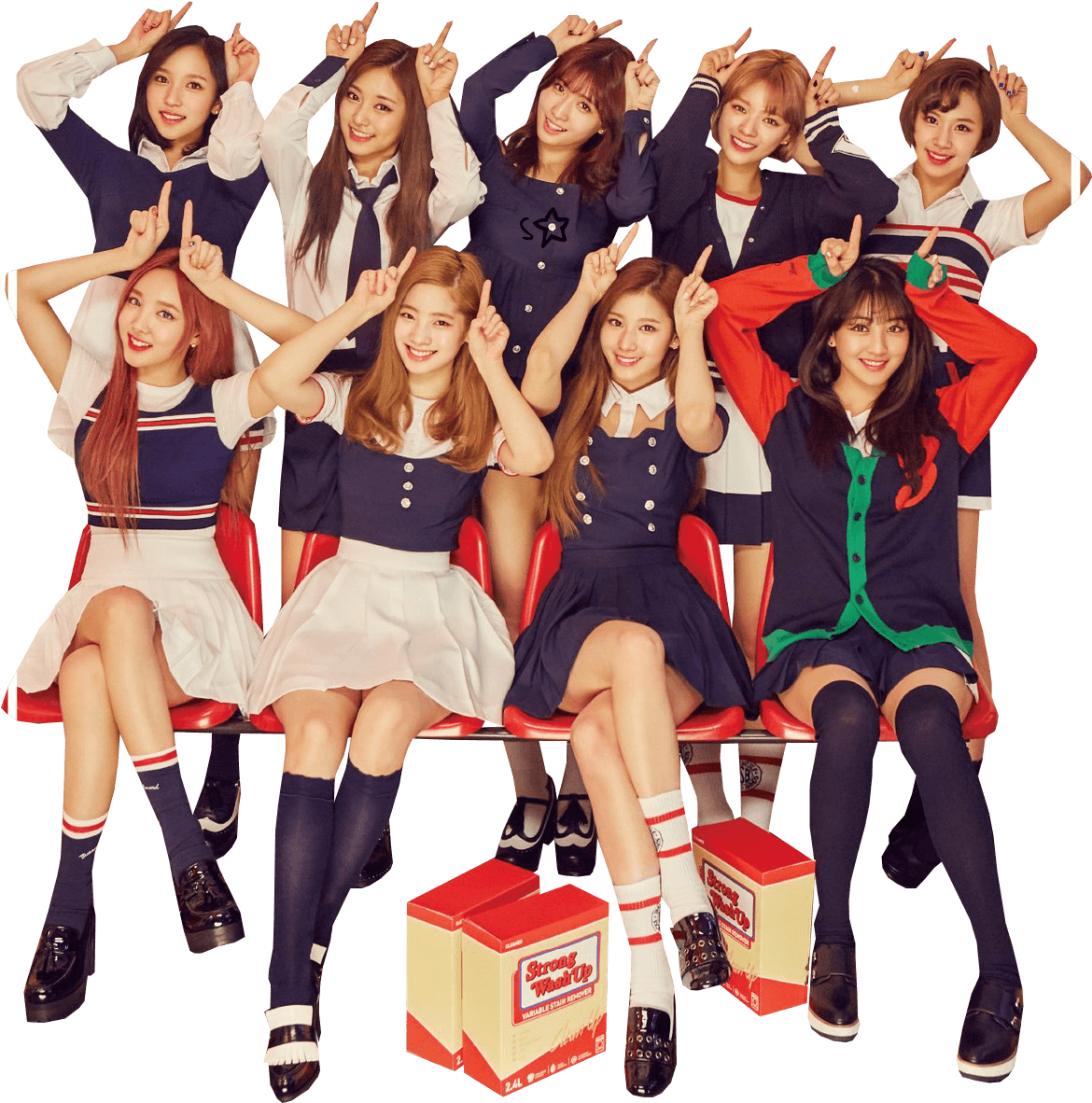 Twice Kpop-gruppe i skoleuniform-konsept Bakgrunner