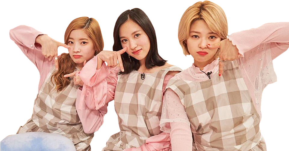 Twice-medlemmer som poserer uformelt Bakgrunner
