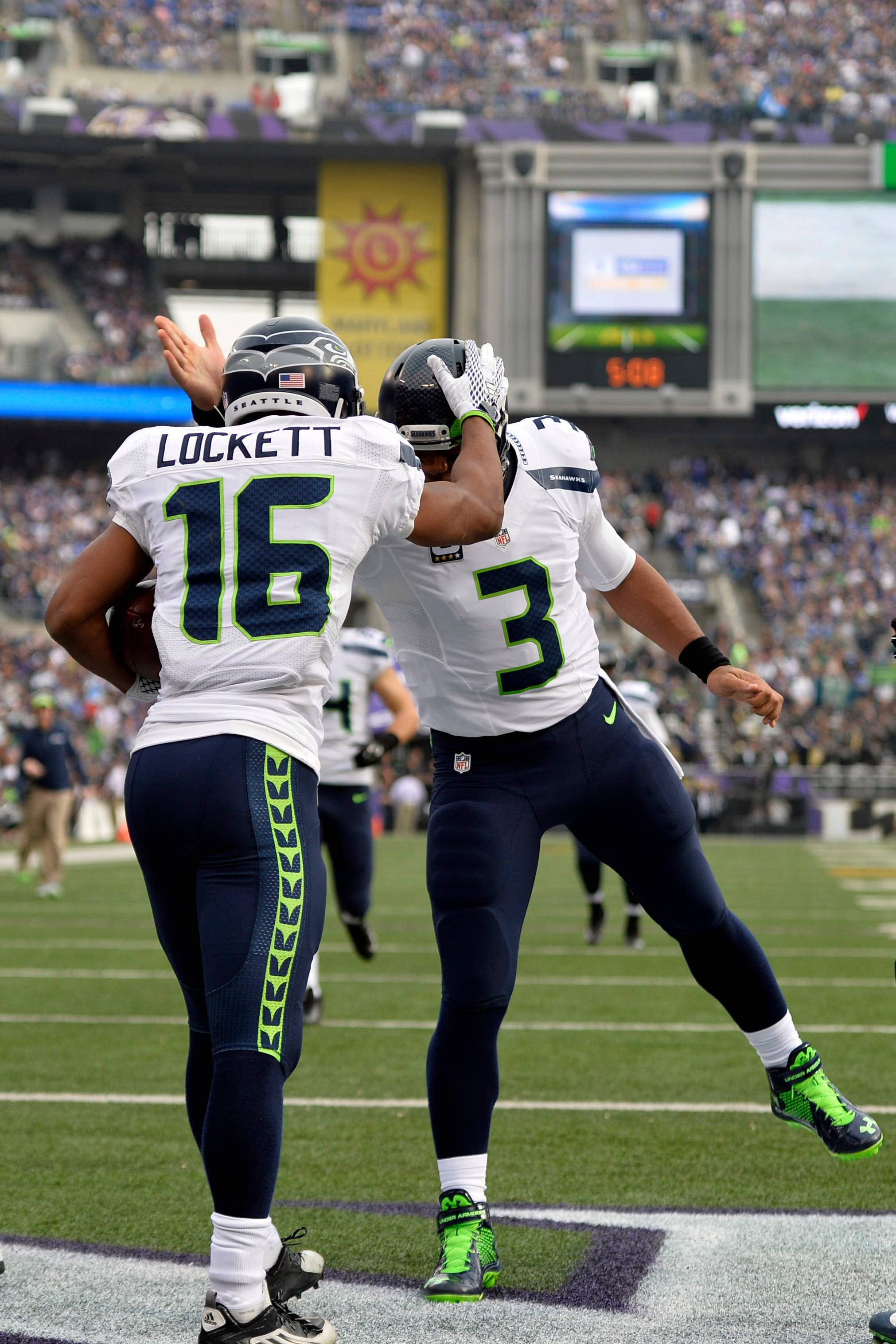 Tyler Lockett Russell Wilson Fotballspiller Seattle Seahawks Bakgrunner