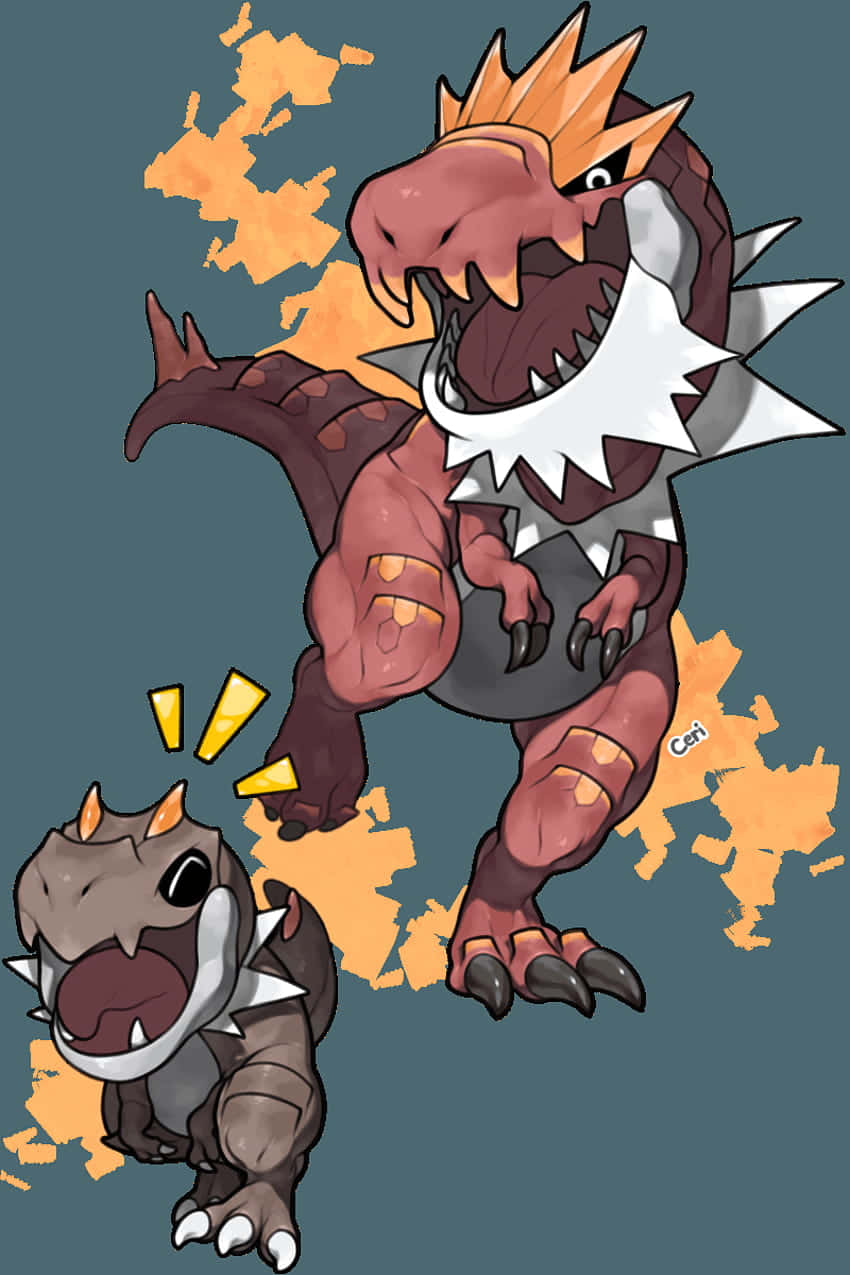 Tyrantrum og Tyrunt i jakt Bakgrunner