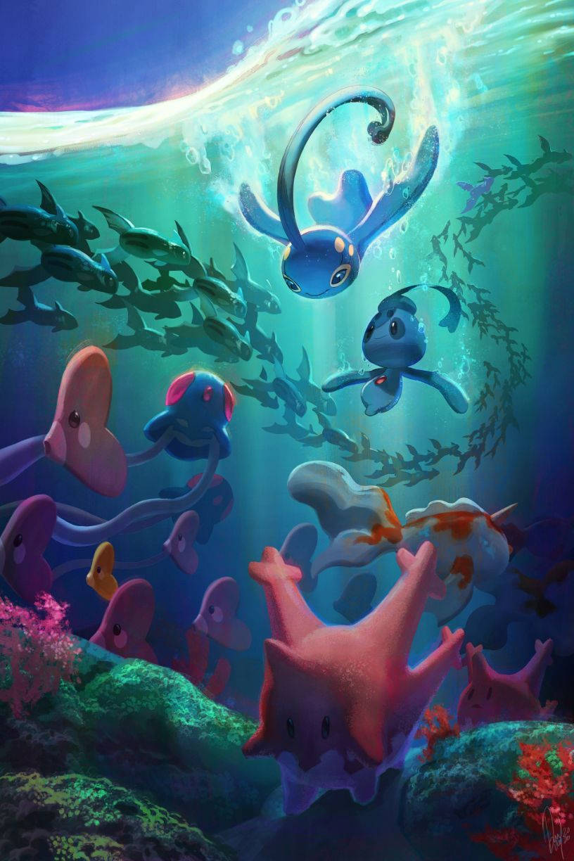 Undervanns Manaphy Vann-type Pokemon Bakgrunner