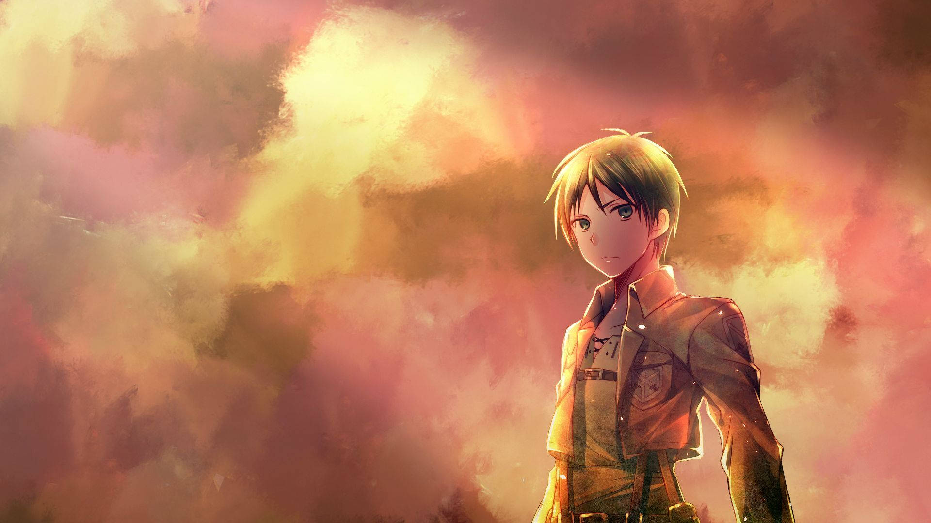Attack on Titan Eren Jaeger i militæruniformen sin bakgrunnsbilde.