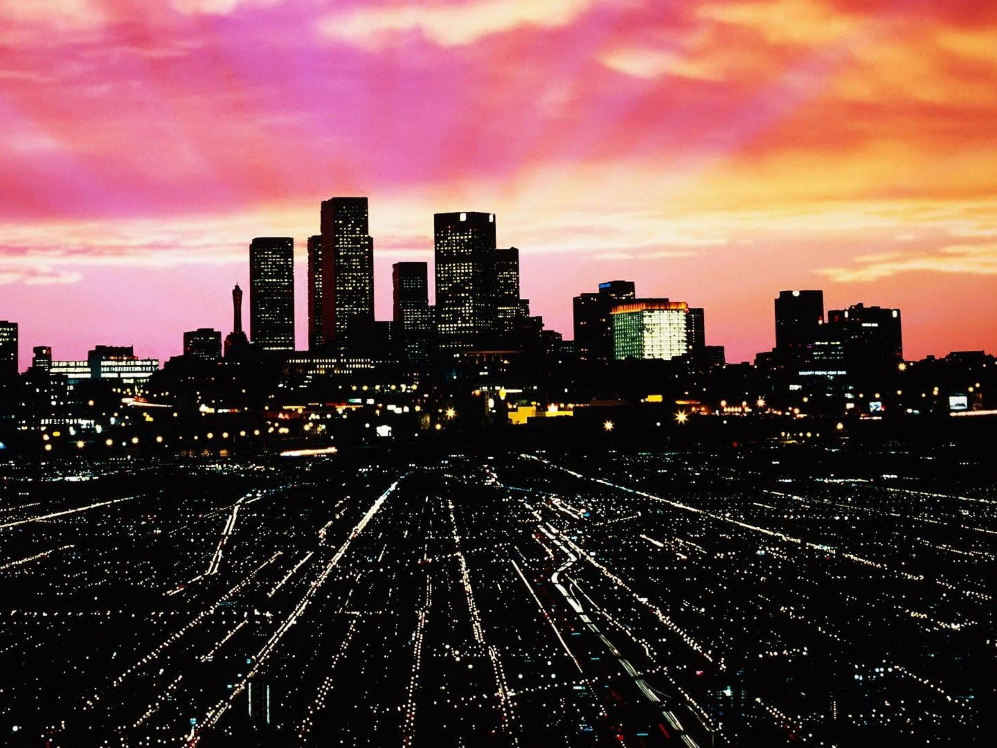 Urban Los Angeles solnedgang Bakgrunner