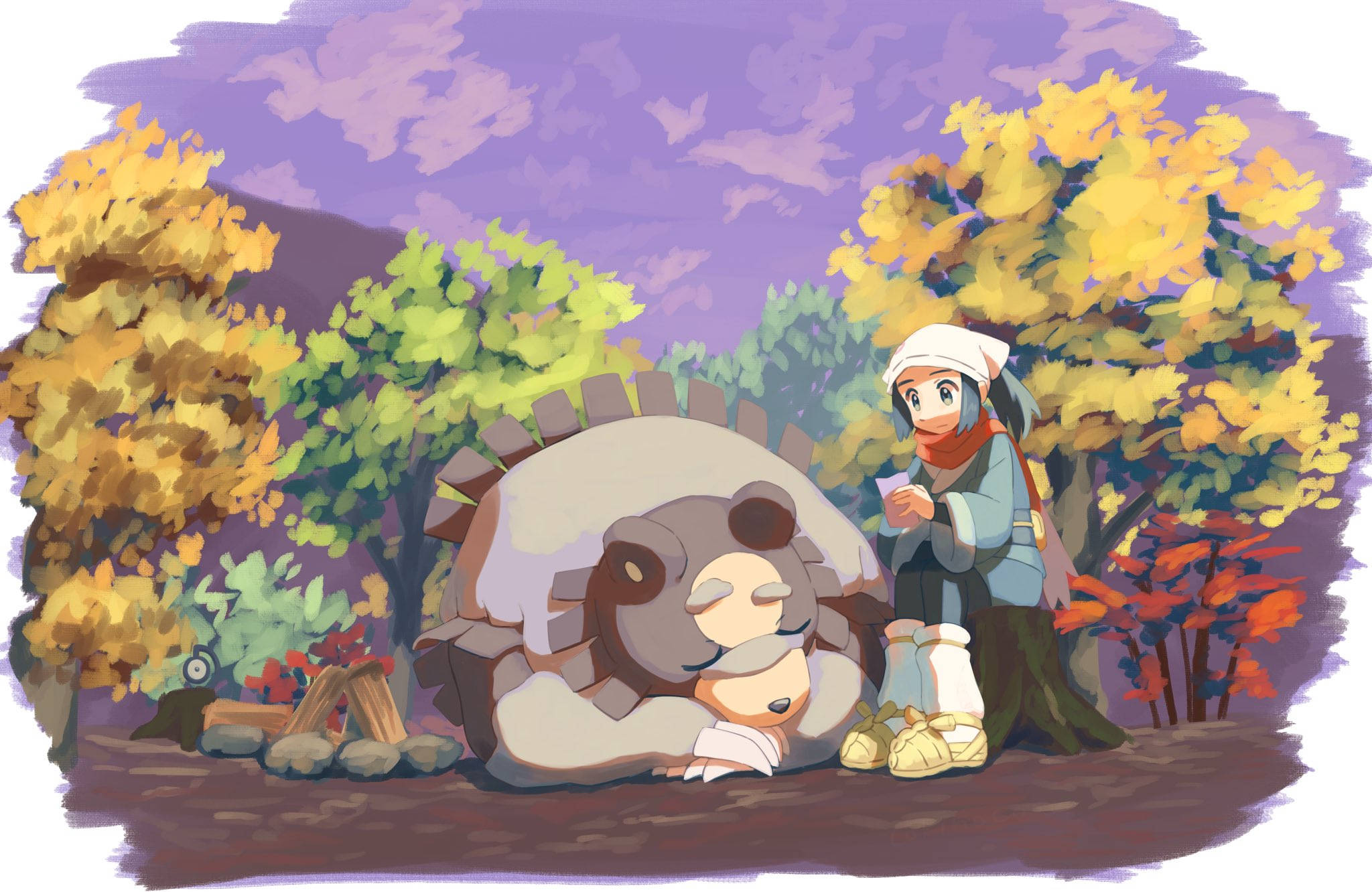 Ursaluna og Akari Pokémon Legends Arceus Bakgrunner