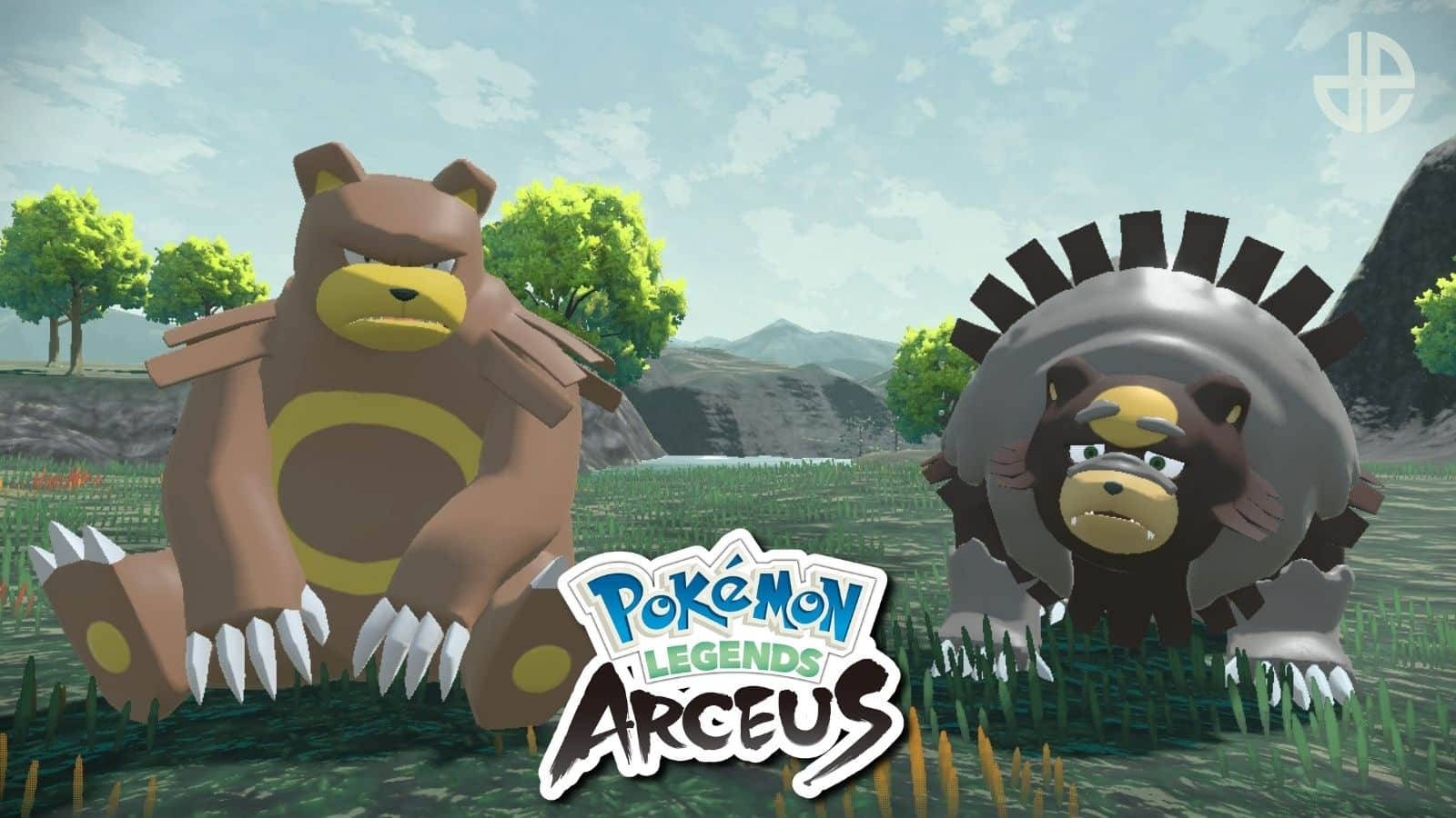 Ursaring og Ursaluna Pokemon Legends: Arceus illustrasjon. Bakgrunner