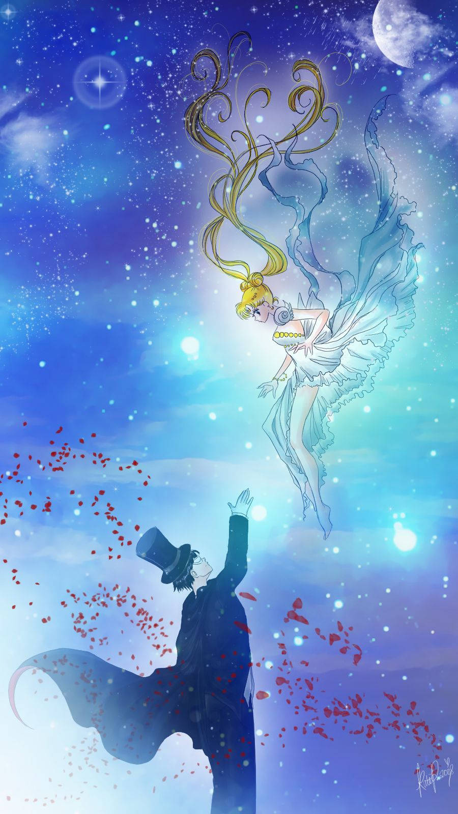 Usagi og Tuxedo Mask Sailor Moon iPhone Bakgrunner