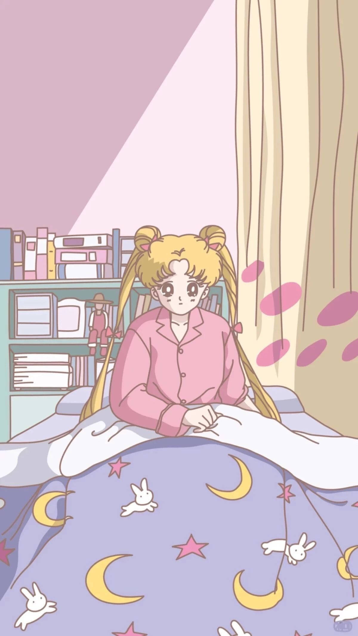 Usagi våkner Sailor Moon iPhone Bakgrunner