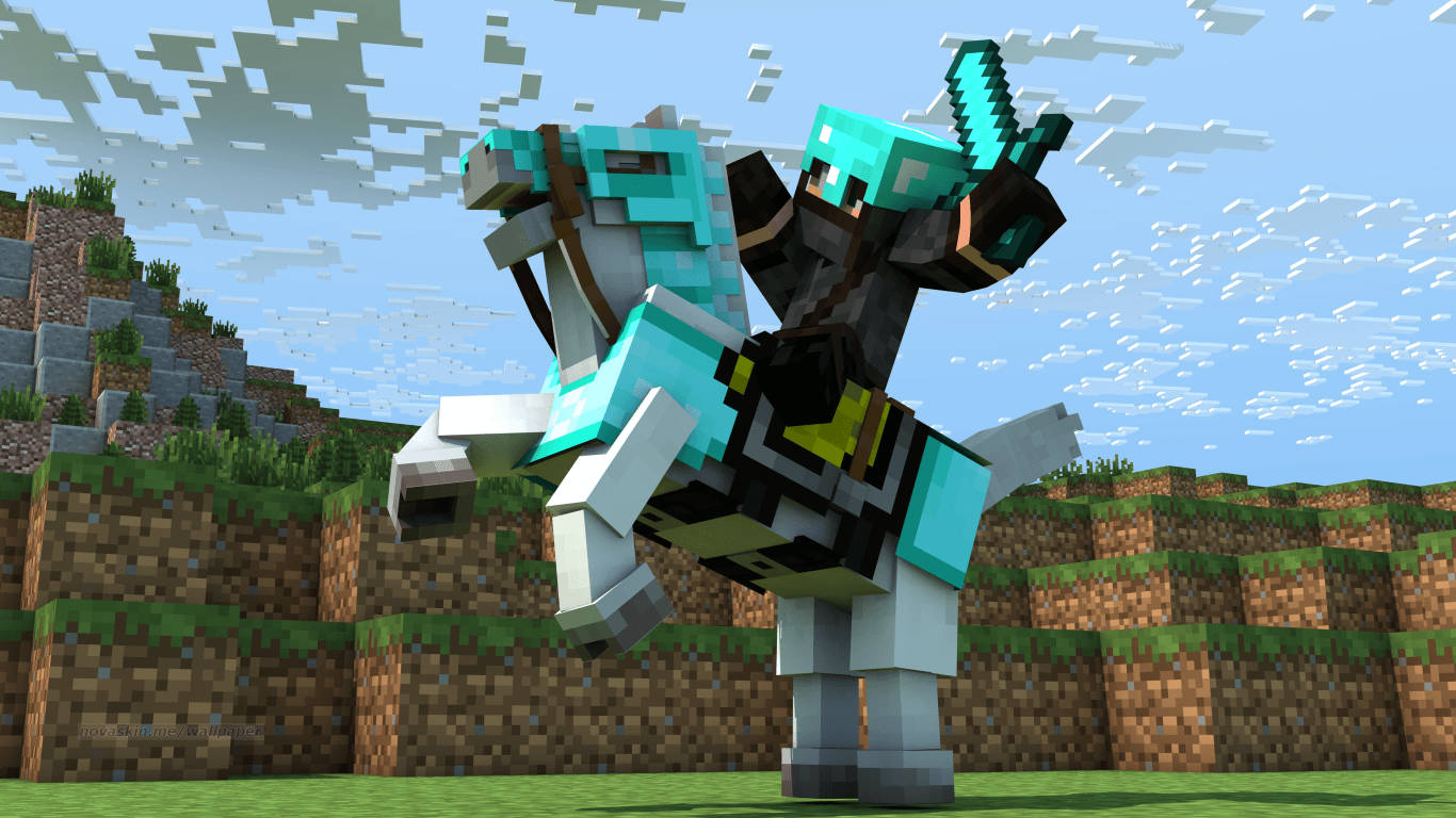 3D Minecraft pansret ridder ninja bakgrunnsbilde