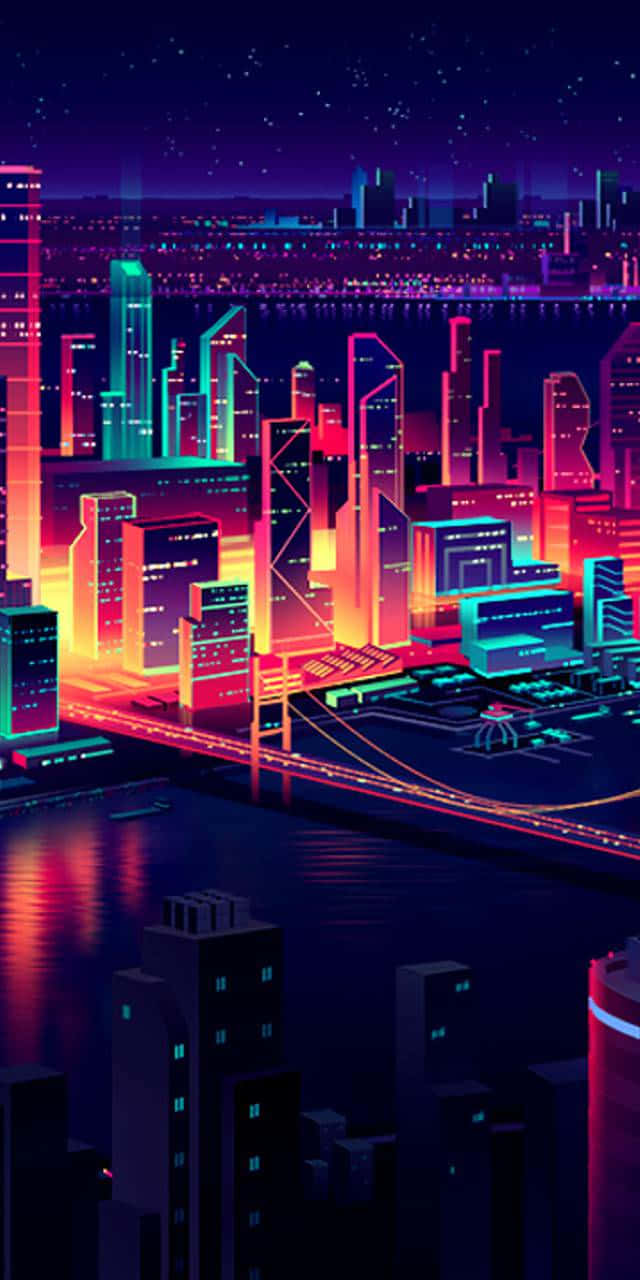 Utforsk de blendende lysene i Neon City Bakgrunner