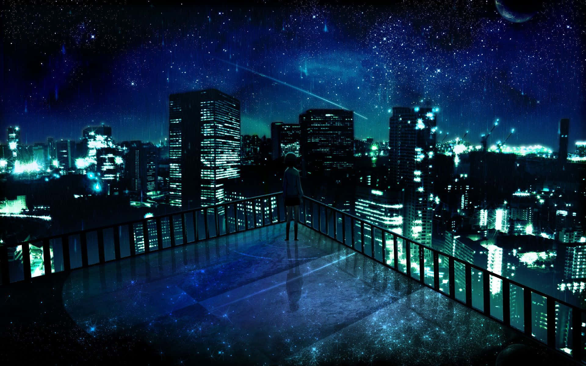Utforsk de fargerike gatene i Anime City Bakgrunner