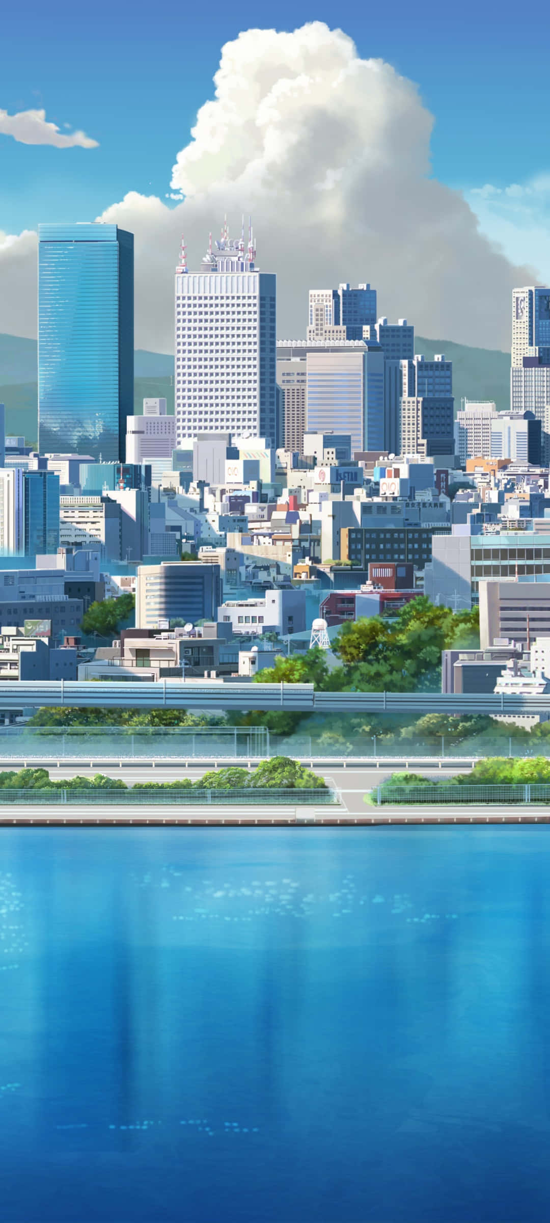 Utforsk de livlige lysene i Anime City Bakgrunner