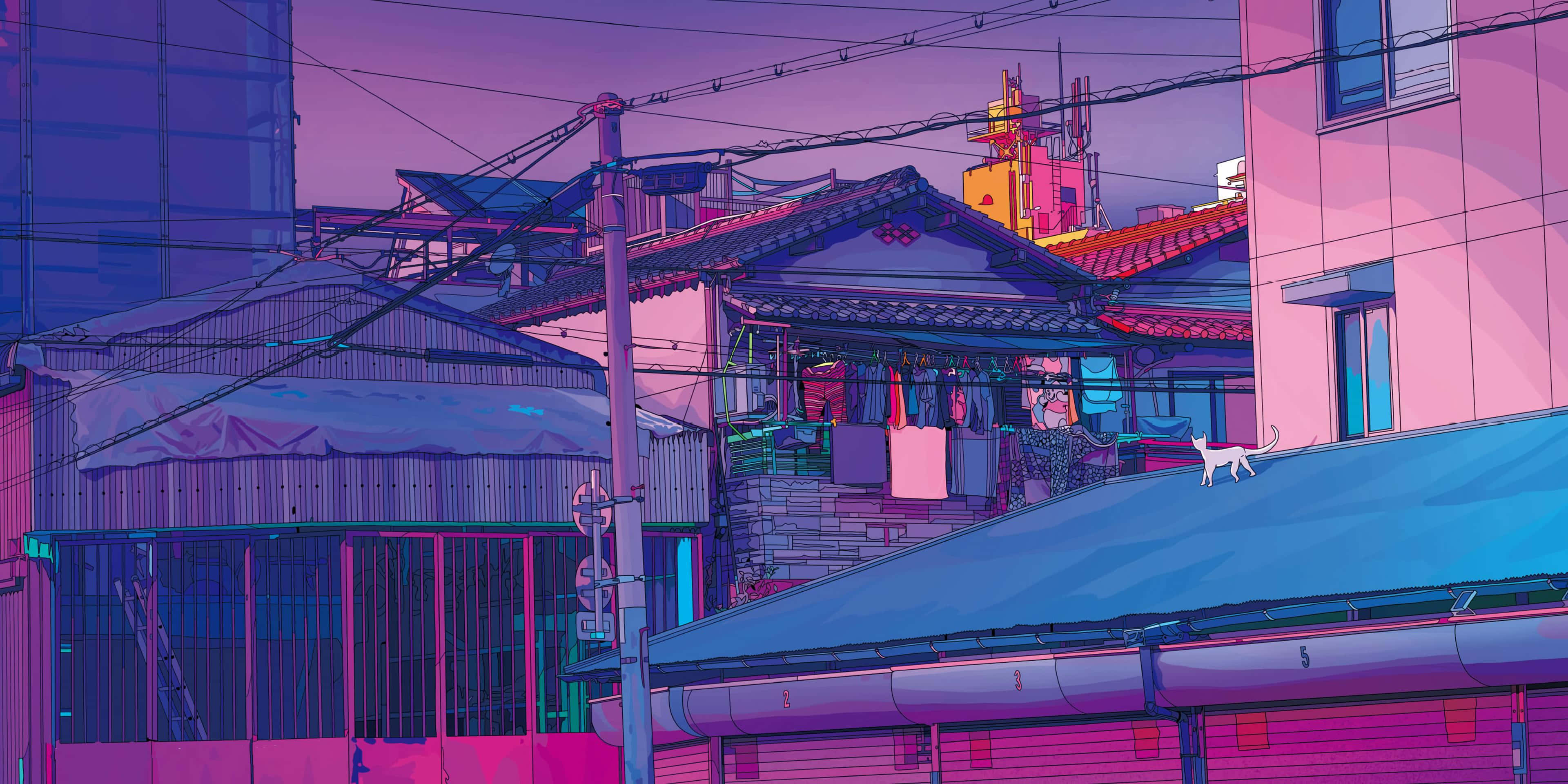 Utforsk de livlige gatene i Anime City! Bakgrunner