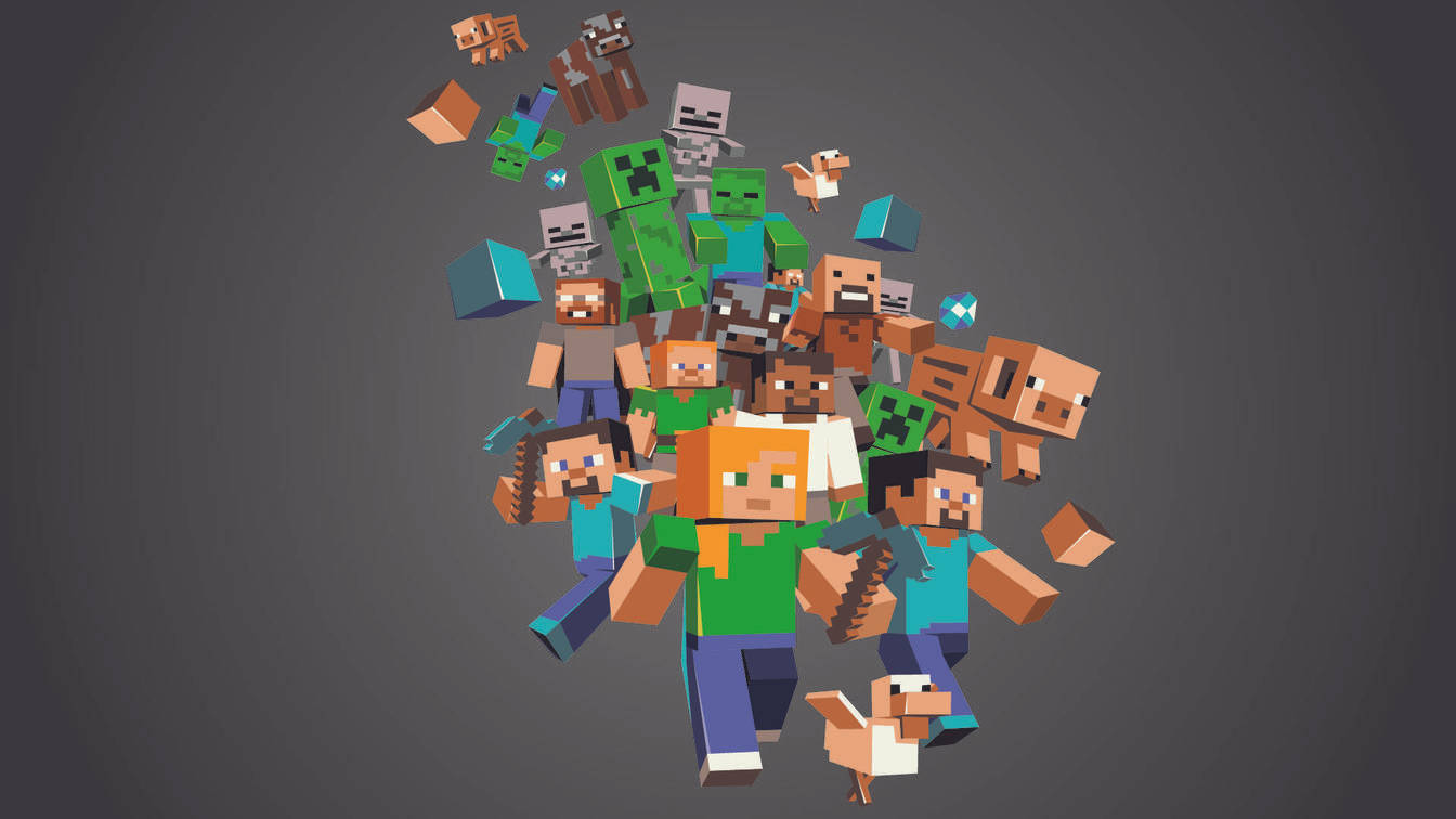 Minecraft mobile karakterer gjenstander bakgrunn