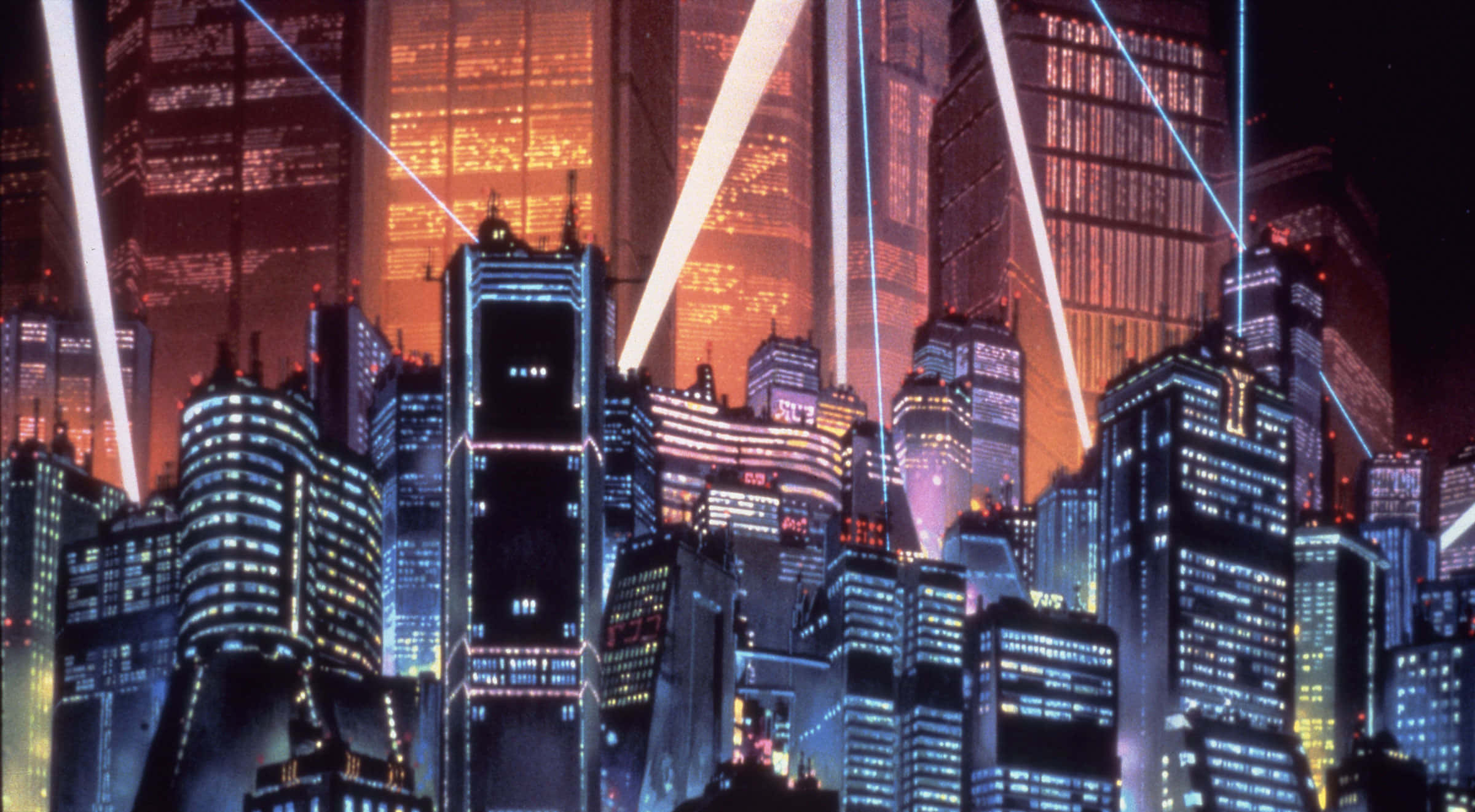Utforsk den livlige bysilhuetten i Anime City. Bakgrunner