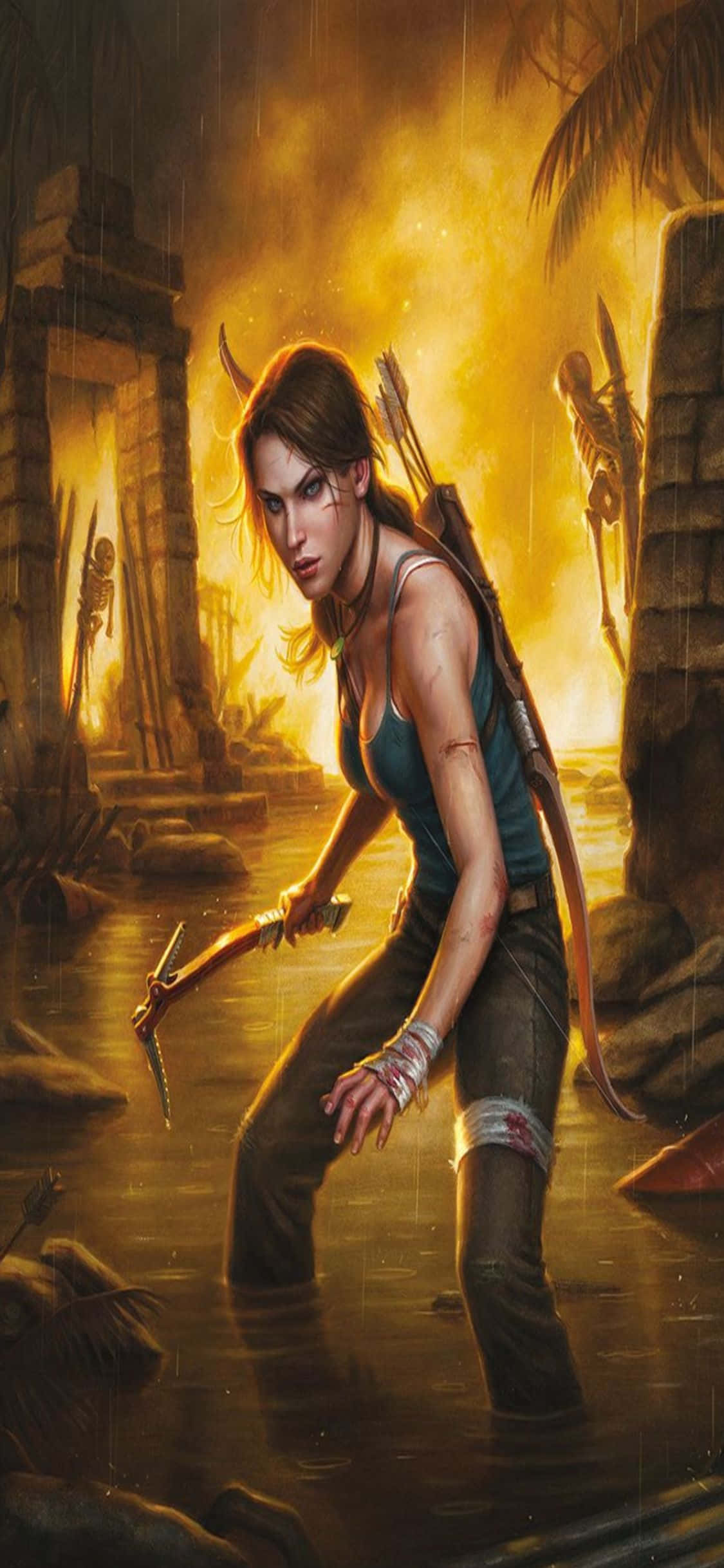 Utforsk den spennende verdenen i Rise of the Tomb Raider på iPhone X Bakgrunner