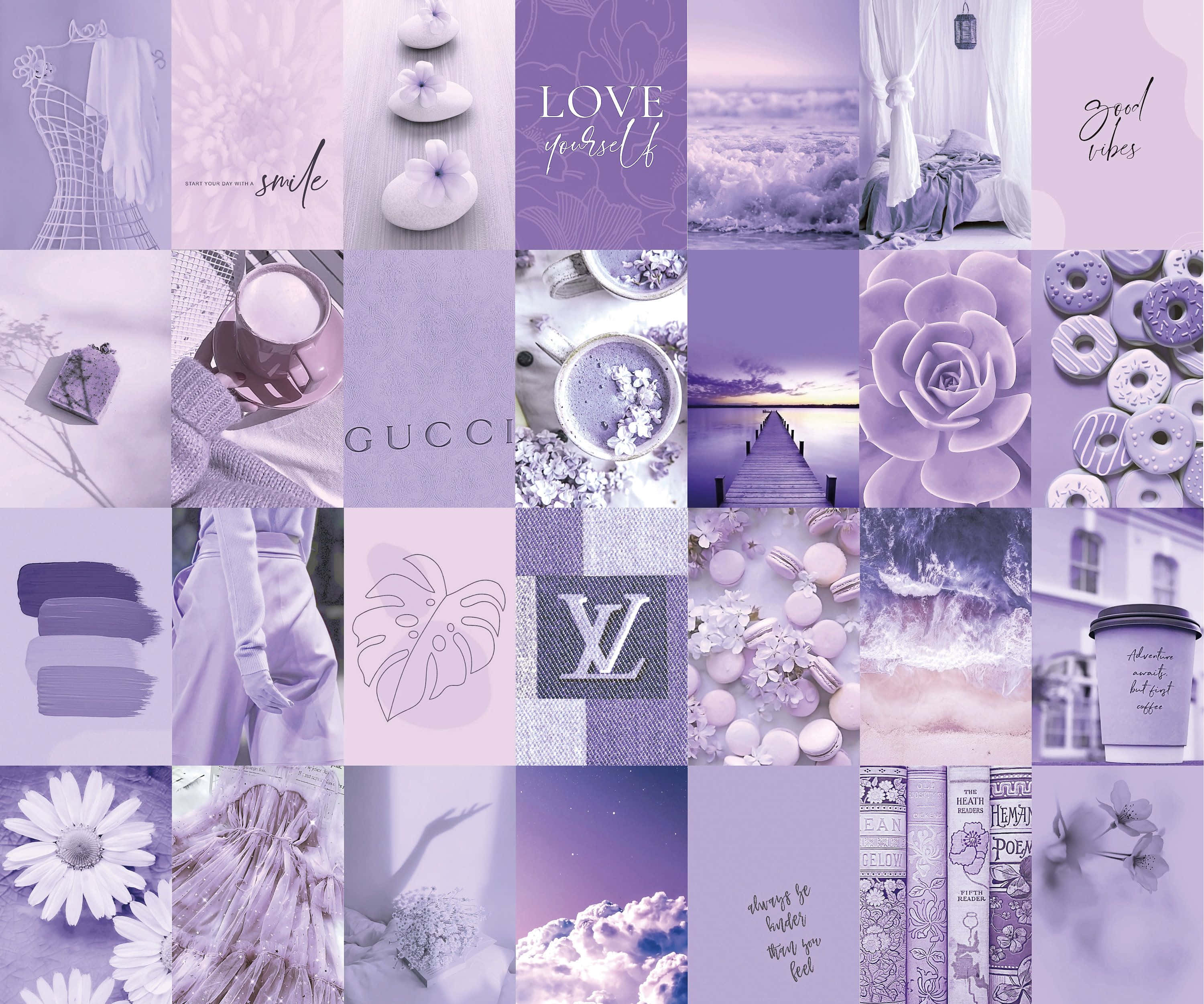 Utforsk magien i Purple Collage Bakgrunner