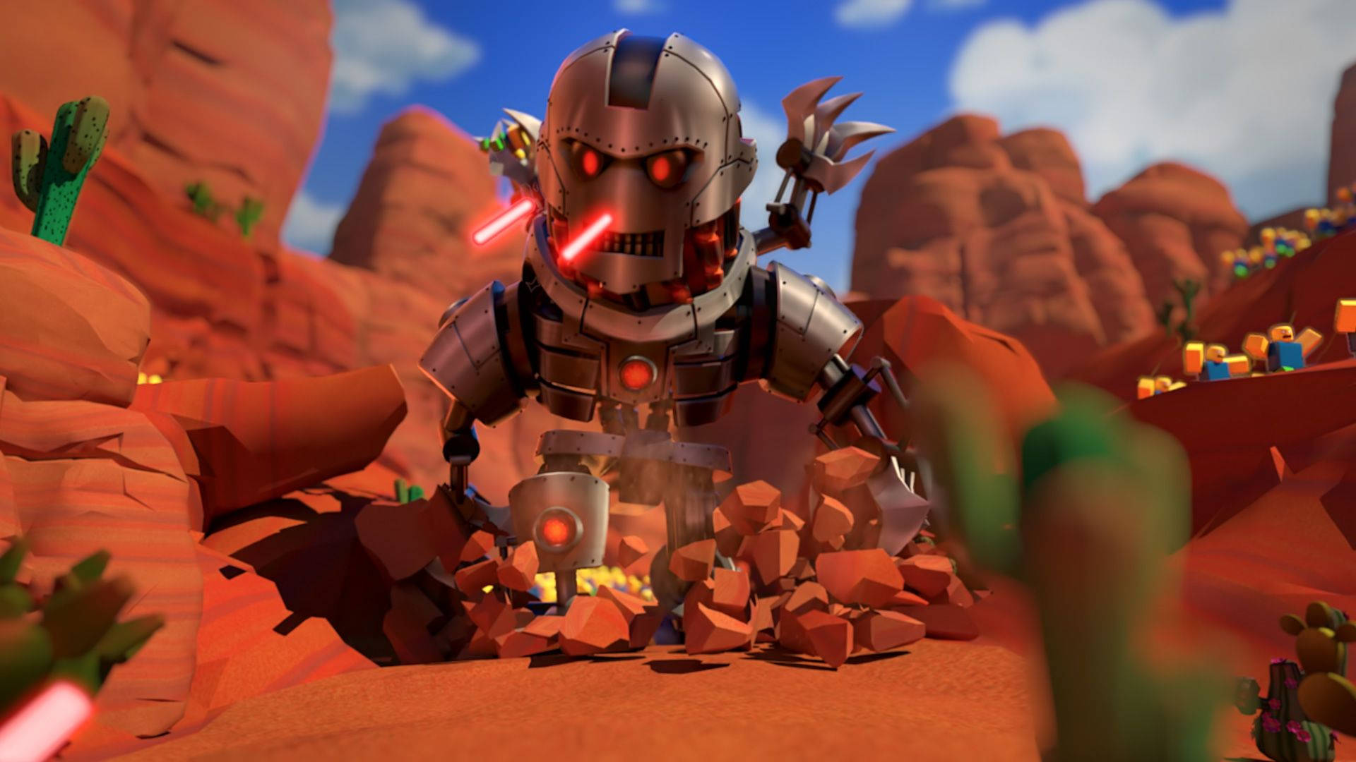 Kult bakgrunnsbilde av robotavatar i Roblox-spillet.