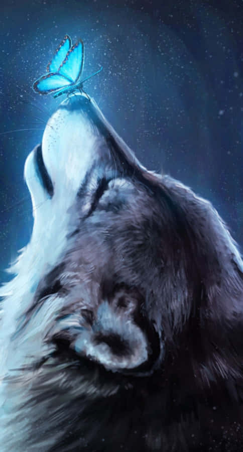 Utforsk universets dyp med Galaxy Wolf Bakgrunner