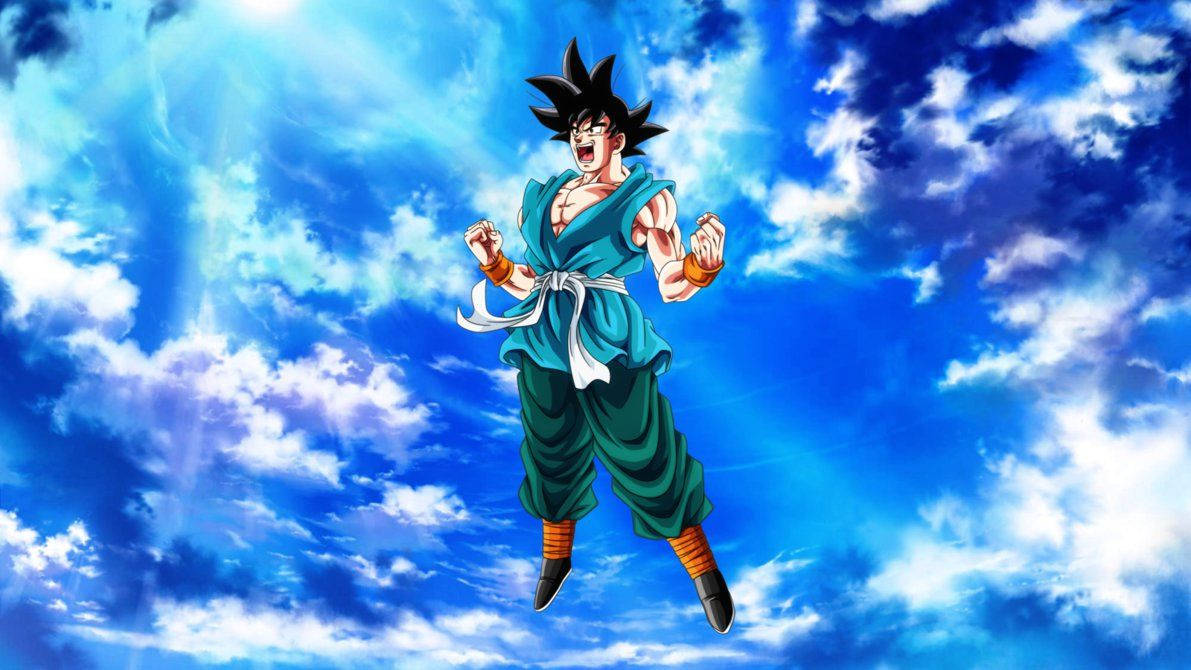 Bakgrunnsbilde av Goku-transformasjon til Saiyan utover Gud-form.