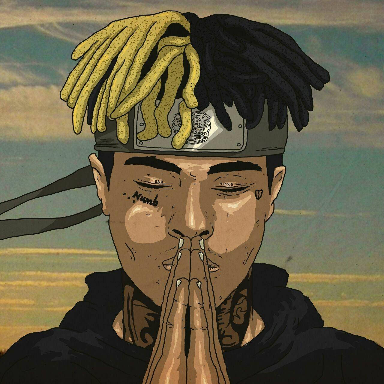 Utrolig XXXTentacion Juice WRLD anime kunstverk Bakgrunner