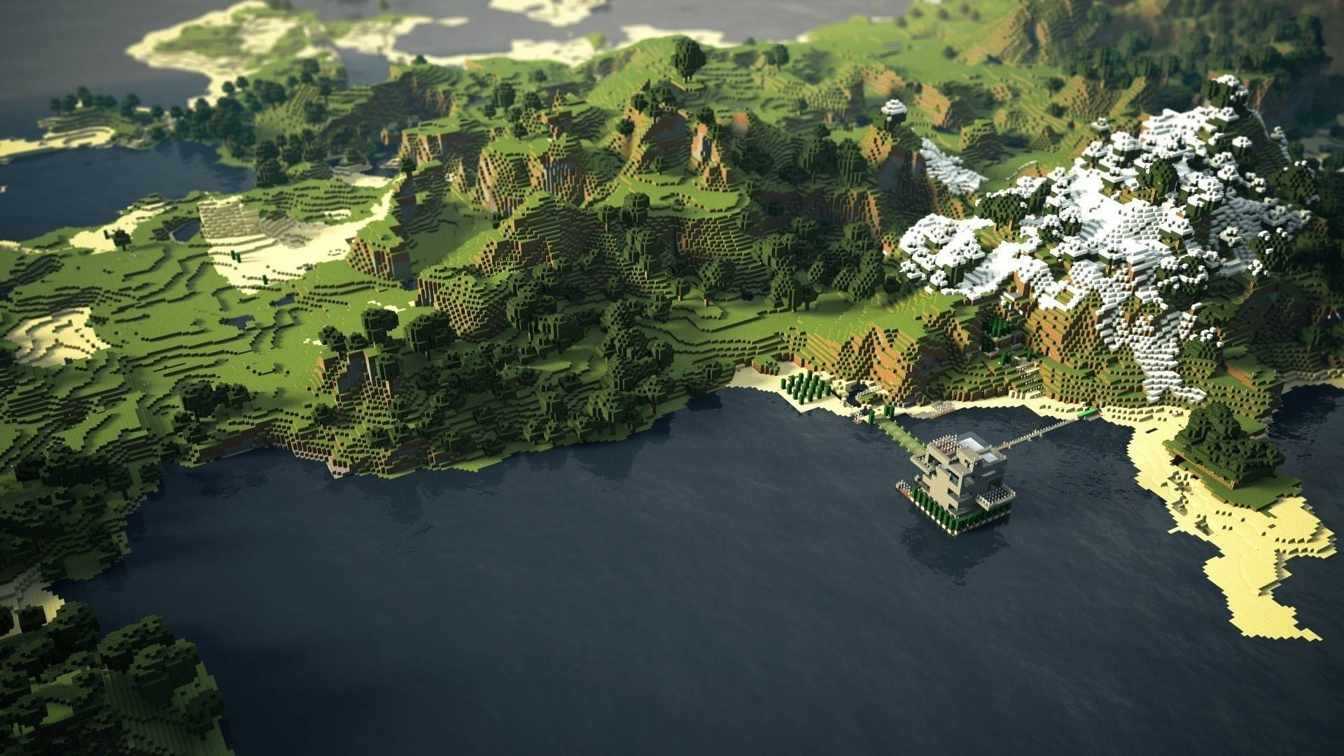 Minecraft grønn skov innsjø biom bakgrunnsbilde