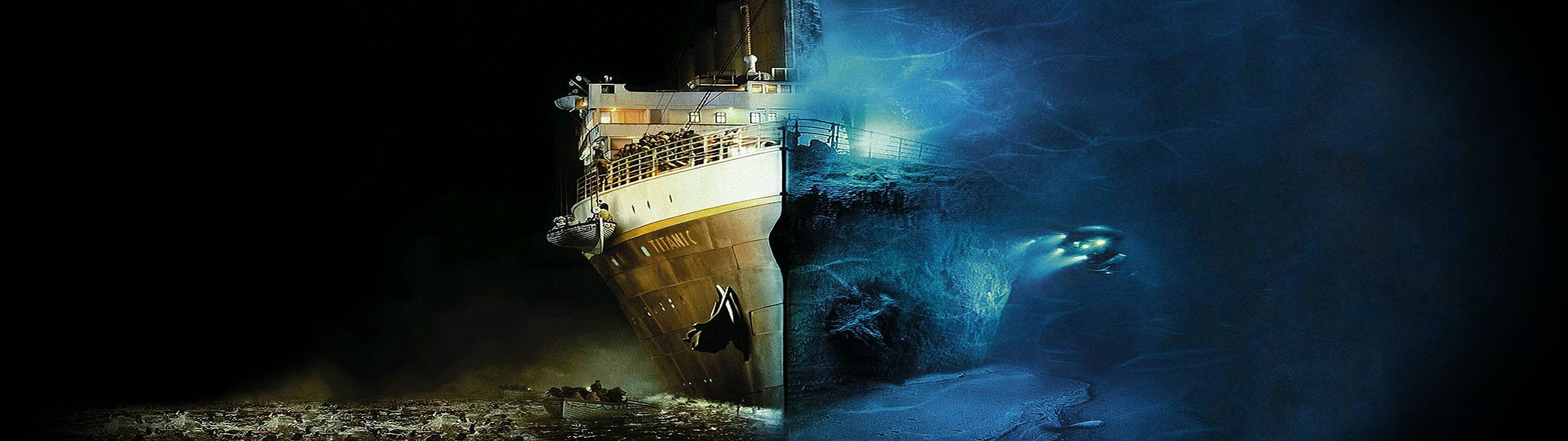 Utsikt over Titanic over og under havet Bakgrunner